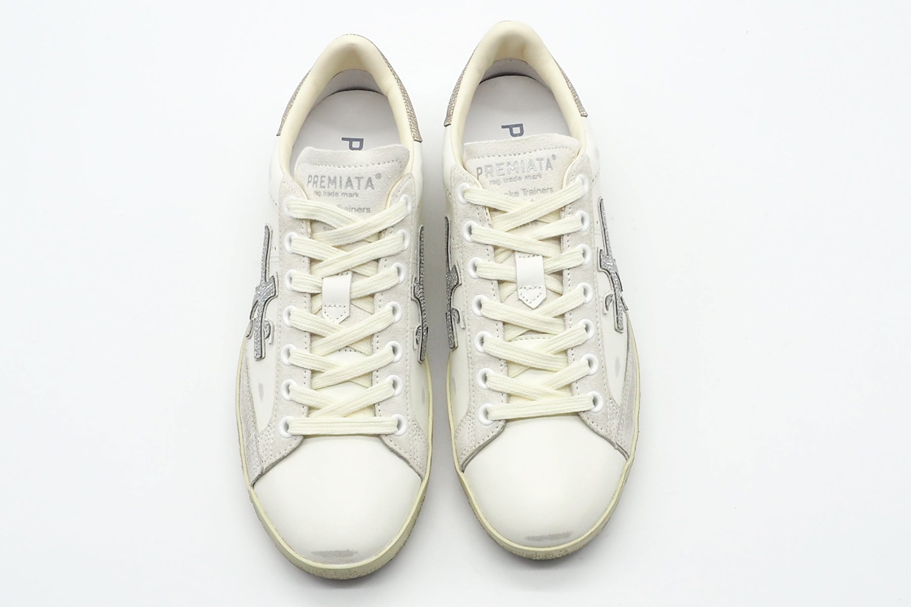 Lässiger Damen Sneaker aus Leder mit used Effekten in Offwhite - Steven Damen Sneaker Premiata