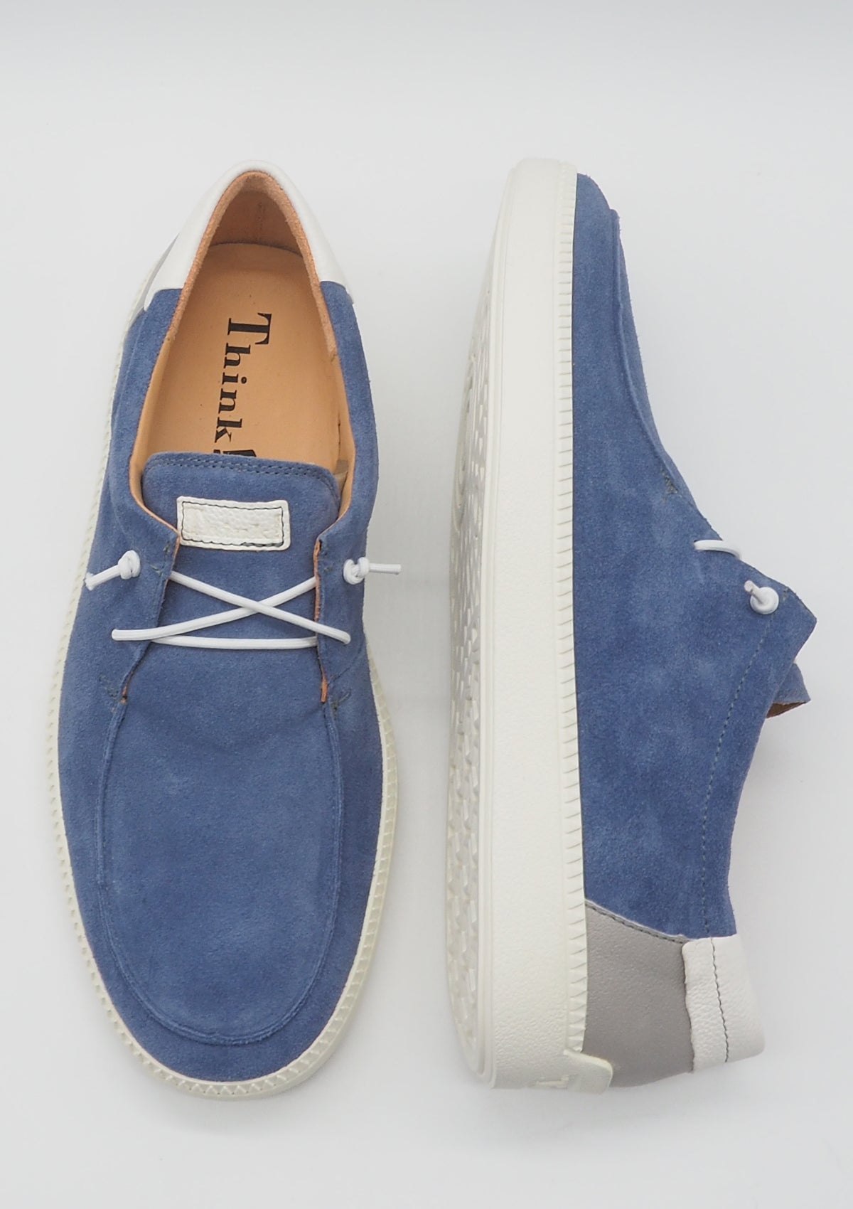 Lässiger Herrenslipper mit Naturfußbett aus Velours in Hellblau Herren Loafers & Slipper Think