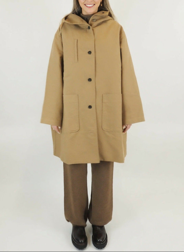 Oversized Damenmantel aus Baumwolle in Braun Damen Ready to wear Fashion Hannes Roether