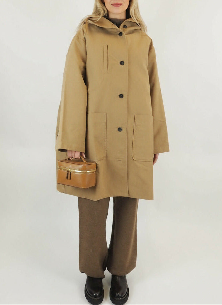 Oversized Damenmantel aus Baumwolle in Braun Damen Ready to wear Fashion Hannes Roether