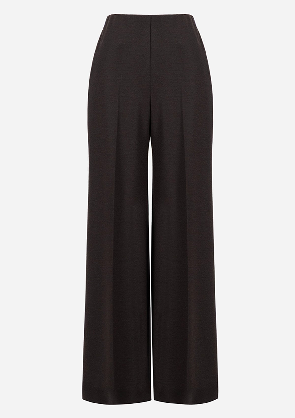 Position 7: Ausgestellte Damen Hose aus fließend weicher Merinowolle in Dunkelbraun Damen Hose Harris Wharf London