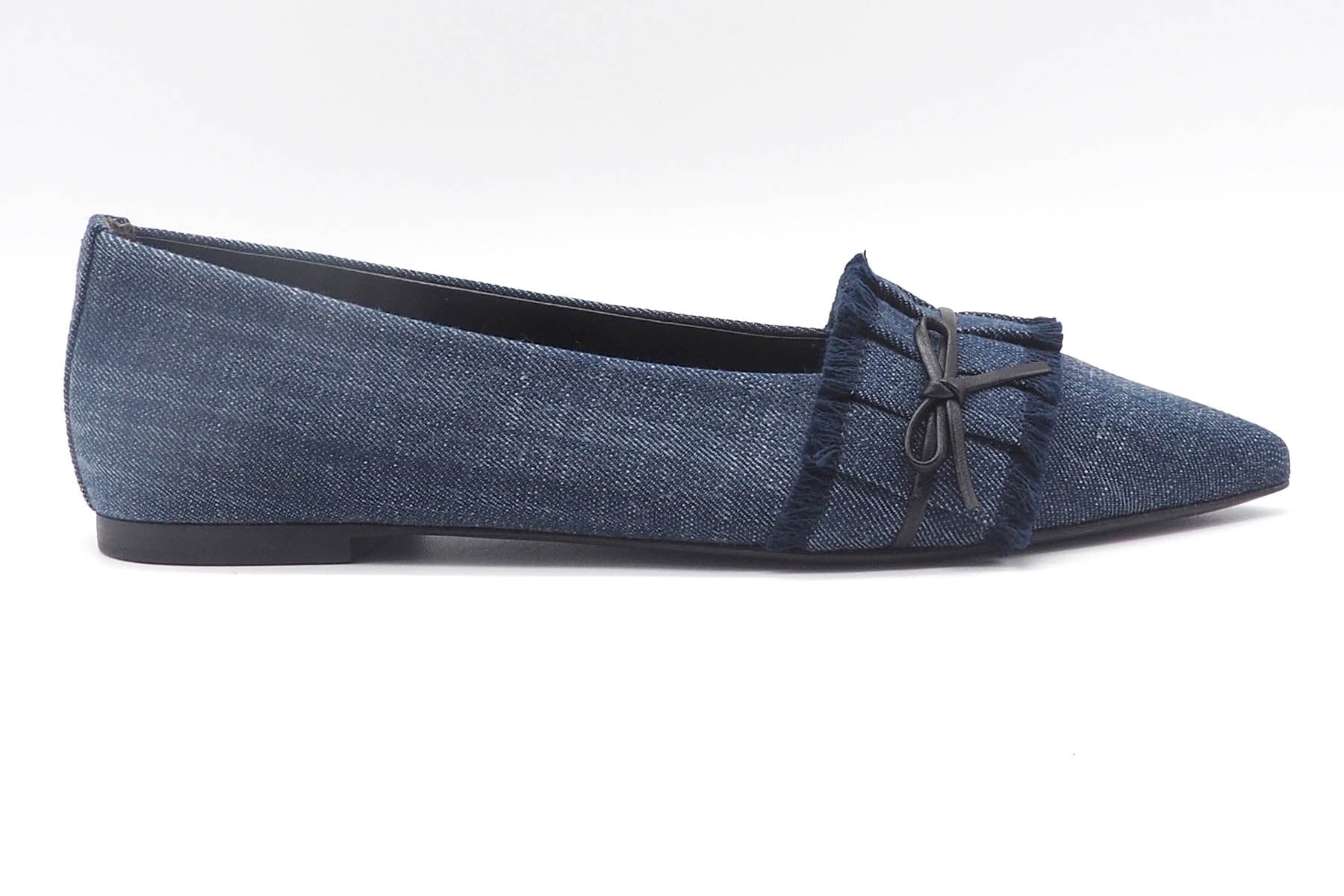 Raffinierter spitzer Damen Ballerina aus Jeans in Blau - mit Bordüre Damen Ballerinas Kennel & Schmenger