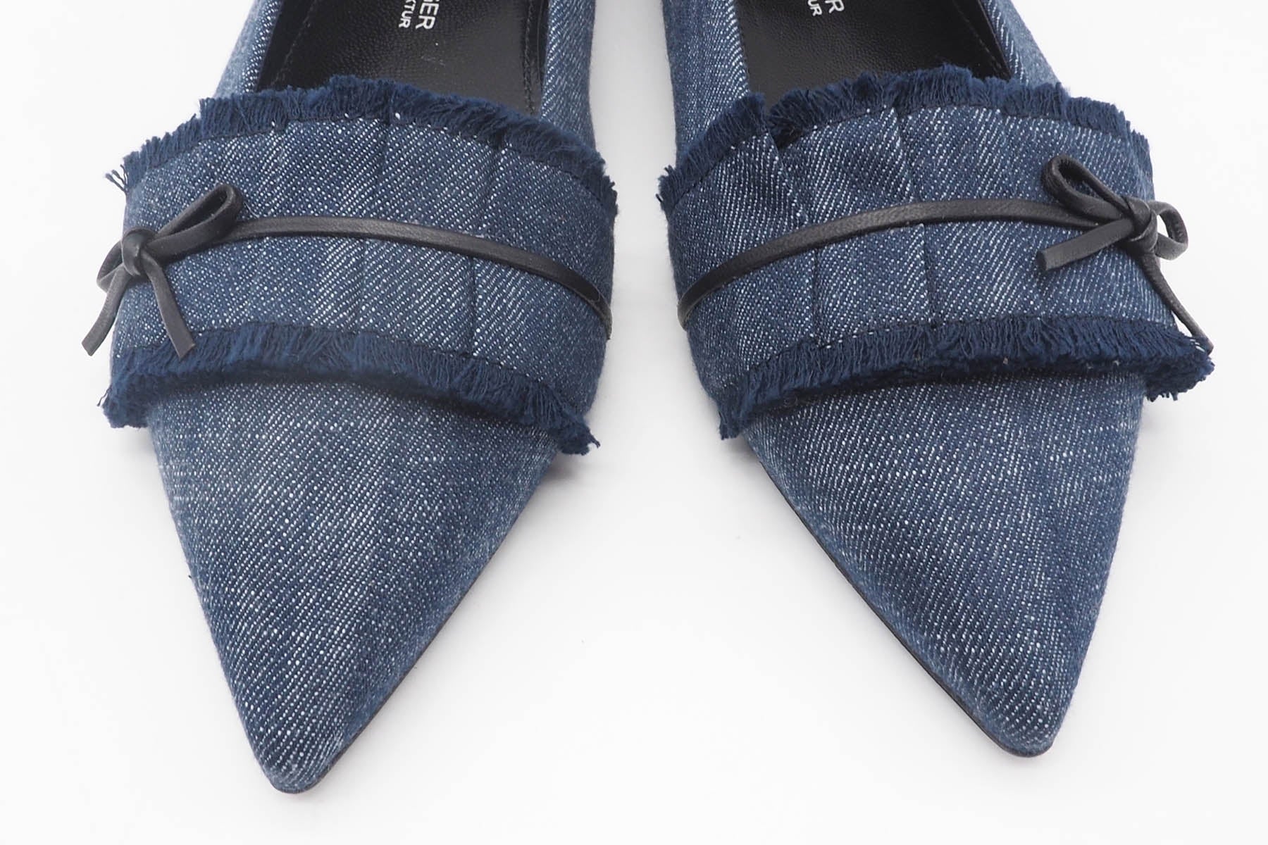 Raffinierter spitzer Damen Ballerina aus Jeans in Blau - mit Bordüre Damen Ballerinas Kennel & Schmenger