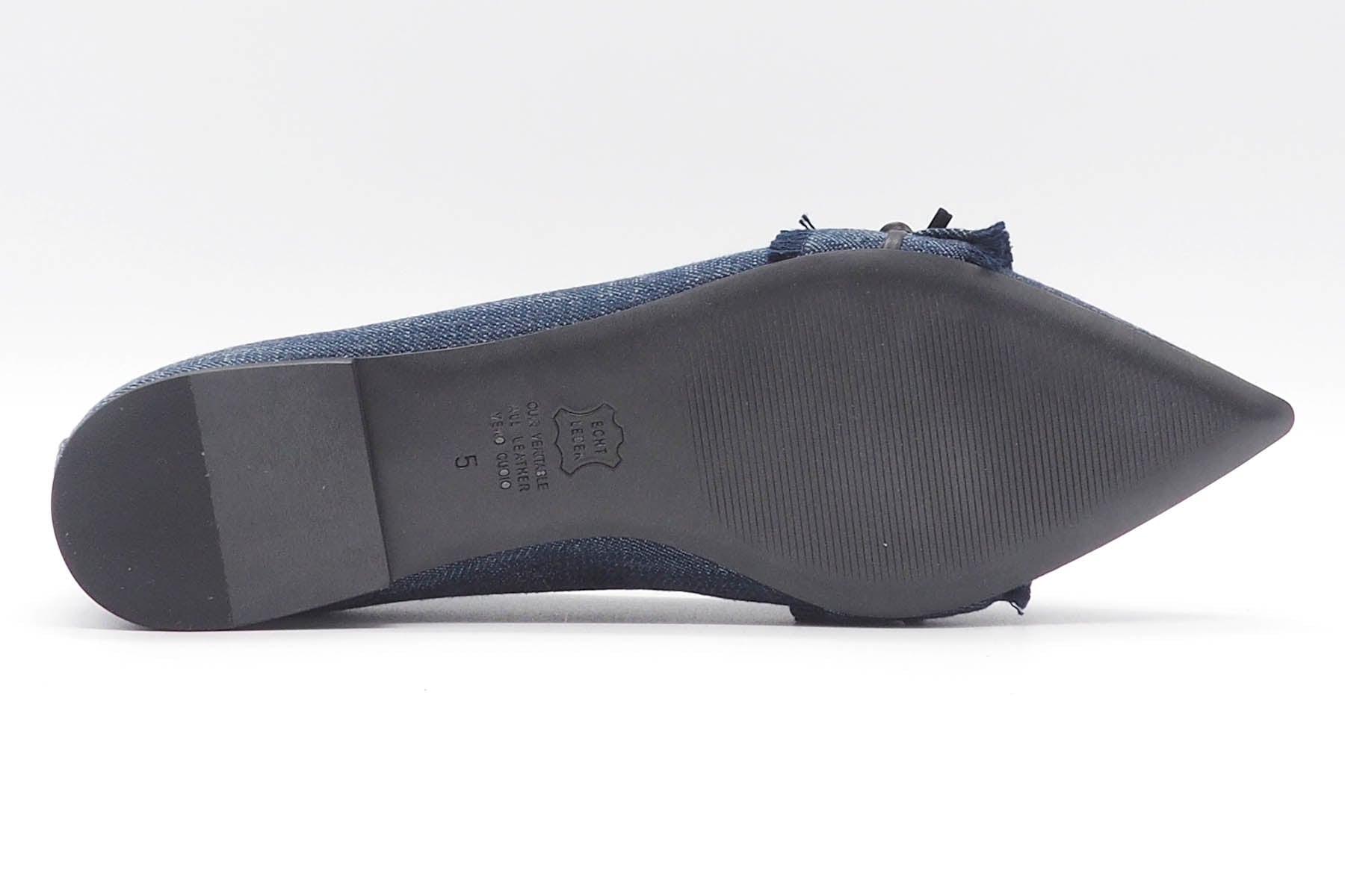 Raffinierter spitzer Damen Ballerina aus Jeans in Blau - mit Bordüre Damen Ballerinas Kennel & Schmenger