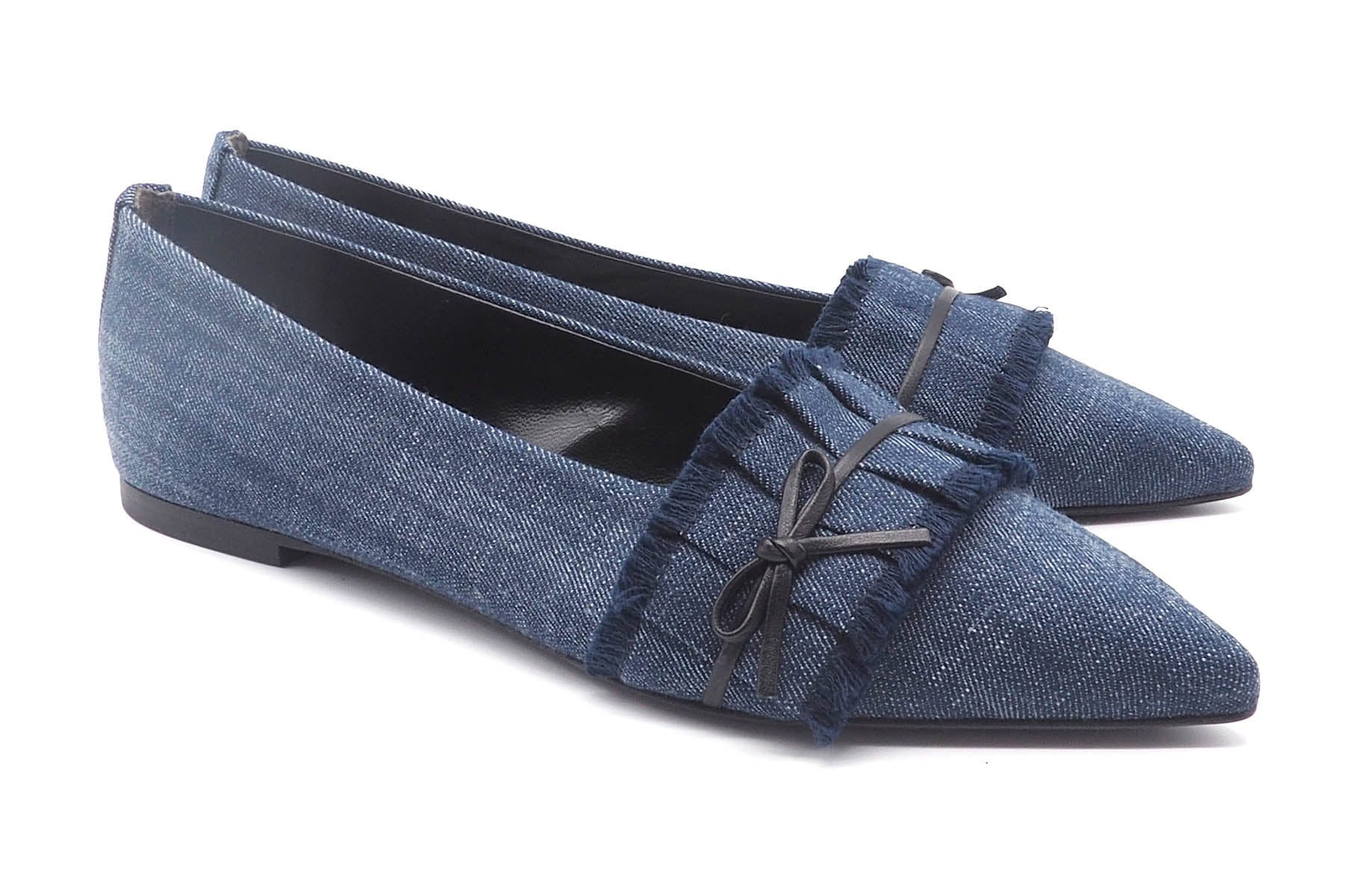 Raffinierter spitzer Damen Ballerina aus Jeans in Blau - mit Bordüre Damen Ballerinas Kennel & Schmenger