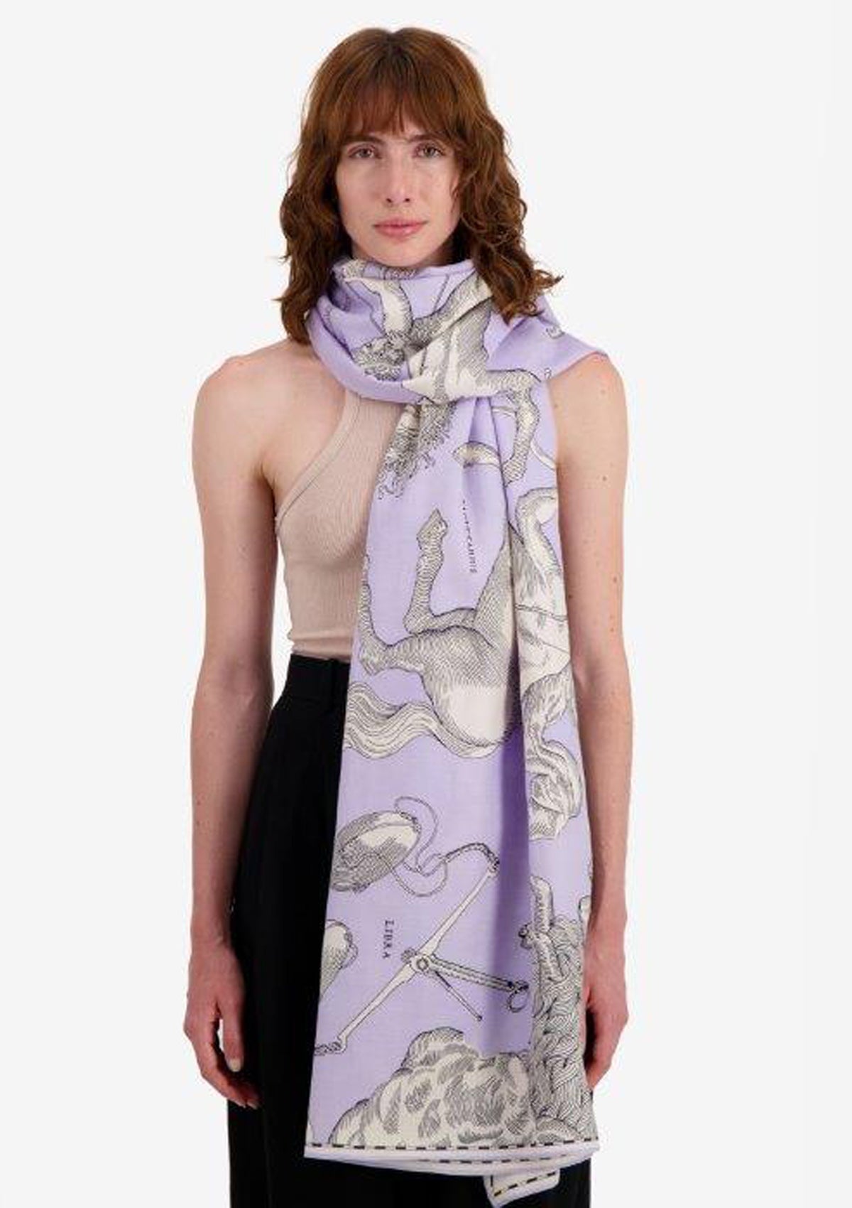 Schal aus Baumwolle & Seide in Lavendel - Astrologie Accessoires Tücher & Schals Inoui E.