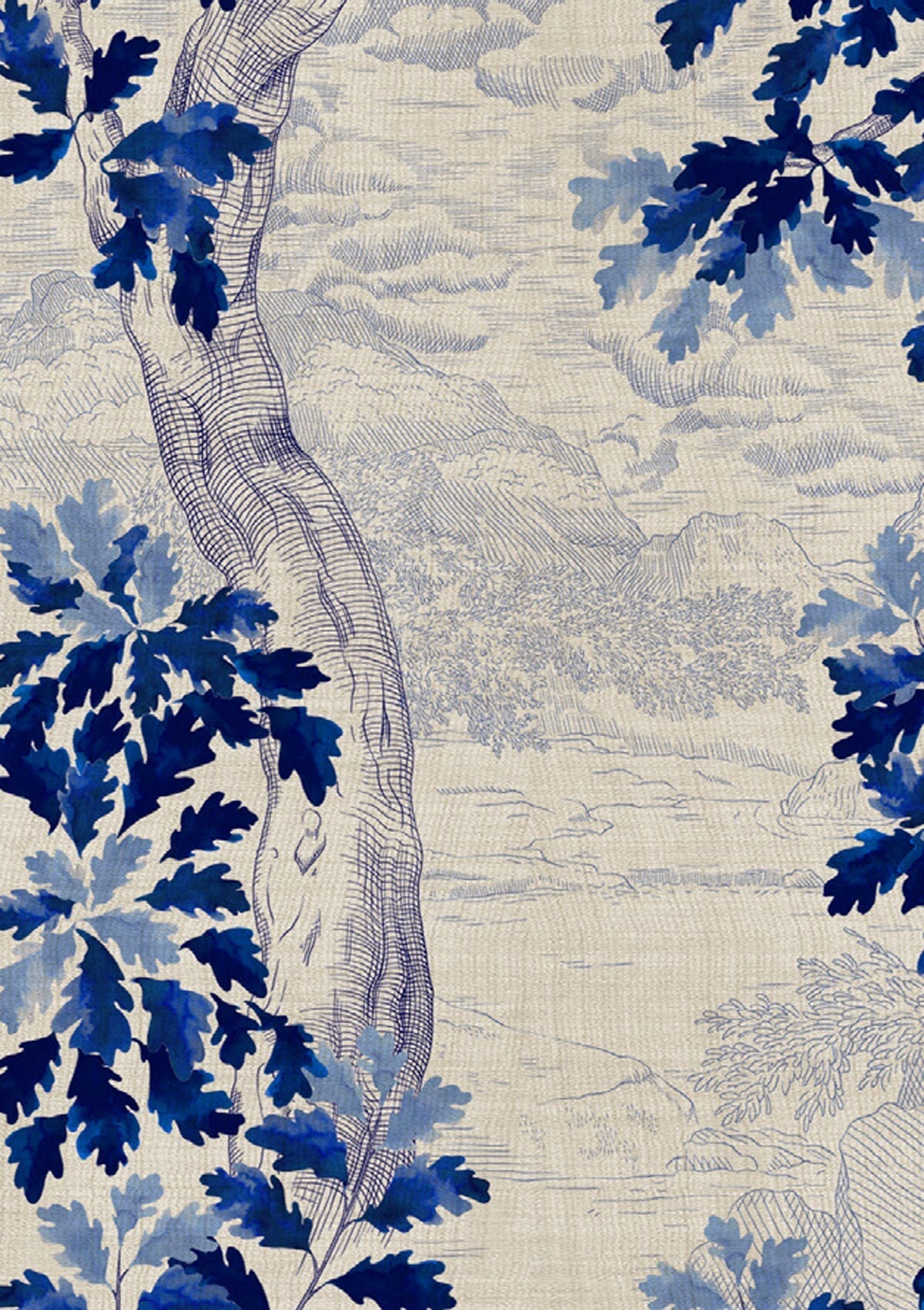 Schal aus Baumwolle & Seide mit Landschaftspoesie in Blau - Amboise Accessoires Tücher & Schals Inoui E.