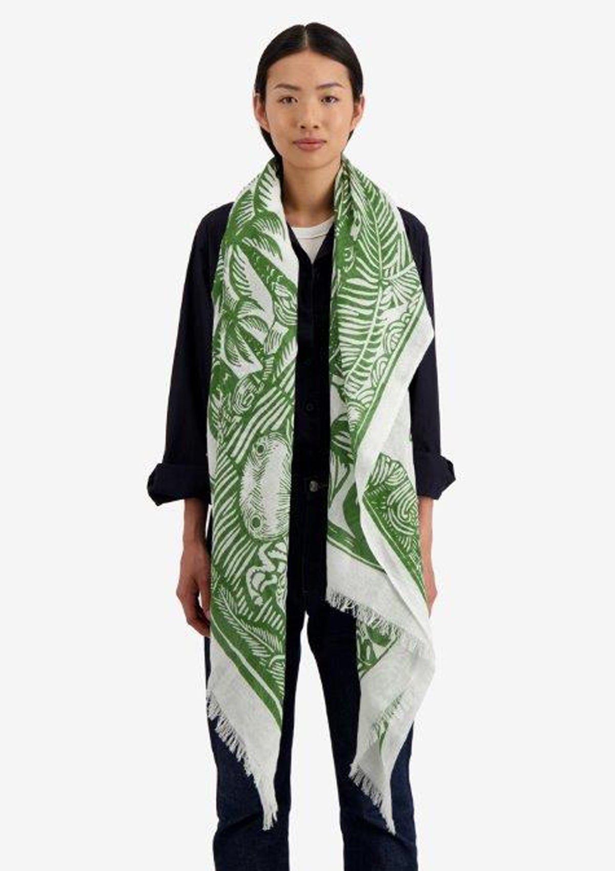 Schal aus Leinen & Baumwolle in Grün - Dufy Accessoires Tücher & Schals Inoui E.