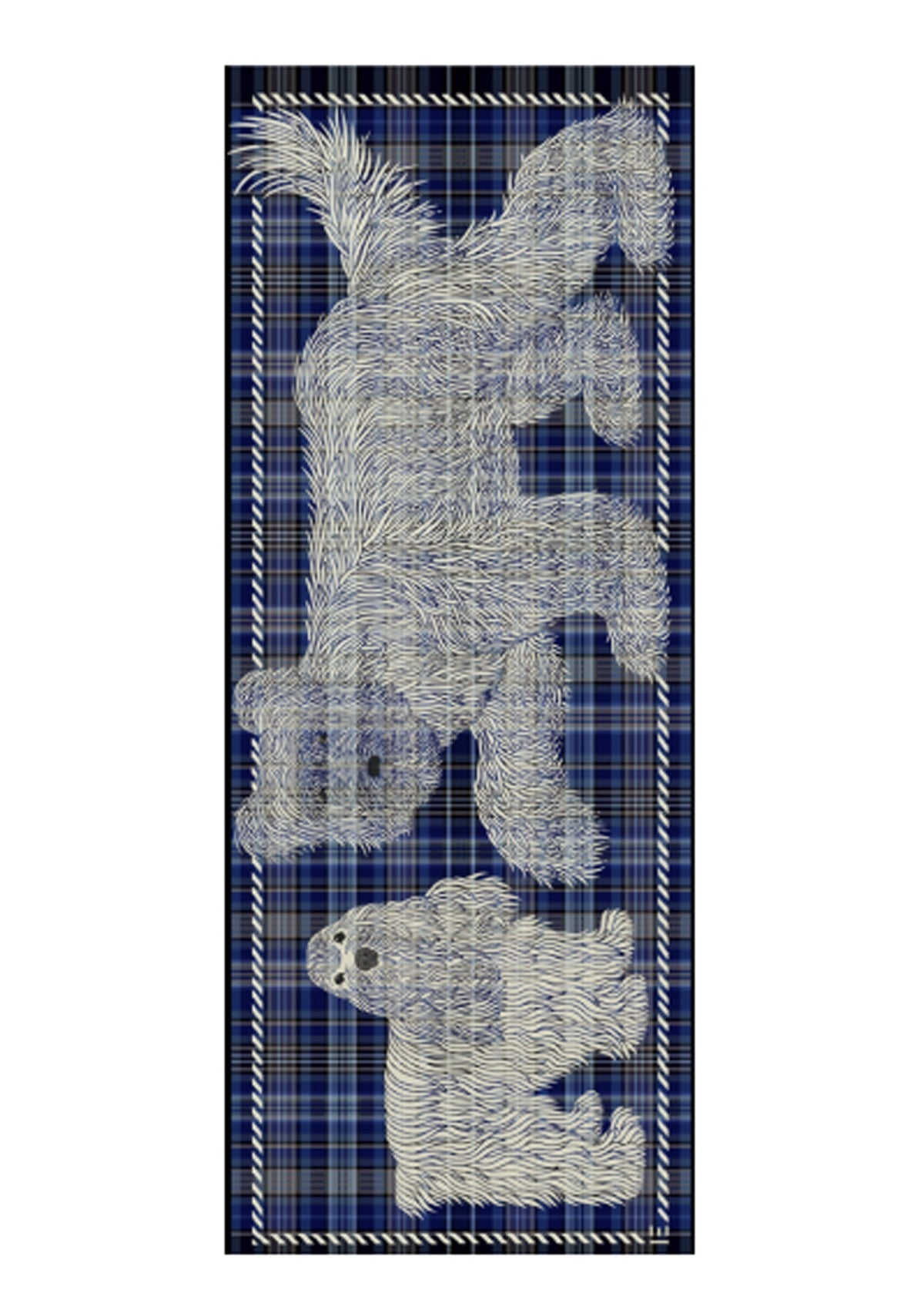 Schal aus Wolle & Baumwolle mit Hundemotiv in Blau - Freddy Damen Accessoires Tücher & Schals Inoui E.