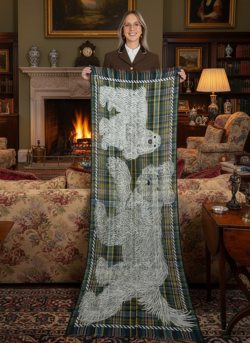 Schal aus Wolle & Baumwolle mit Hundemotiv in Khaki - Freddy Damen Accessoires Tücher & Schals Inoui E.