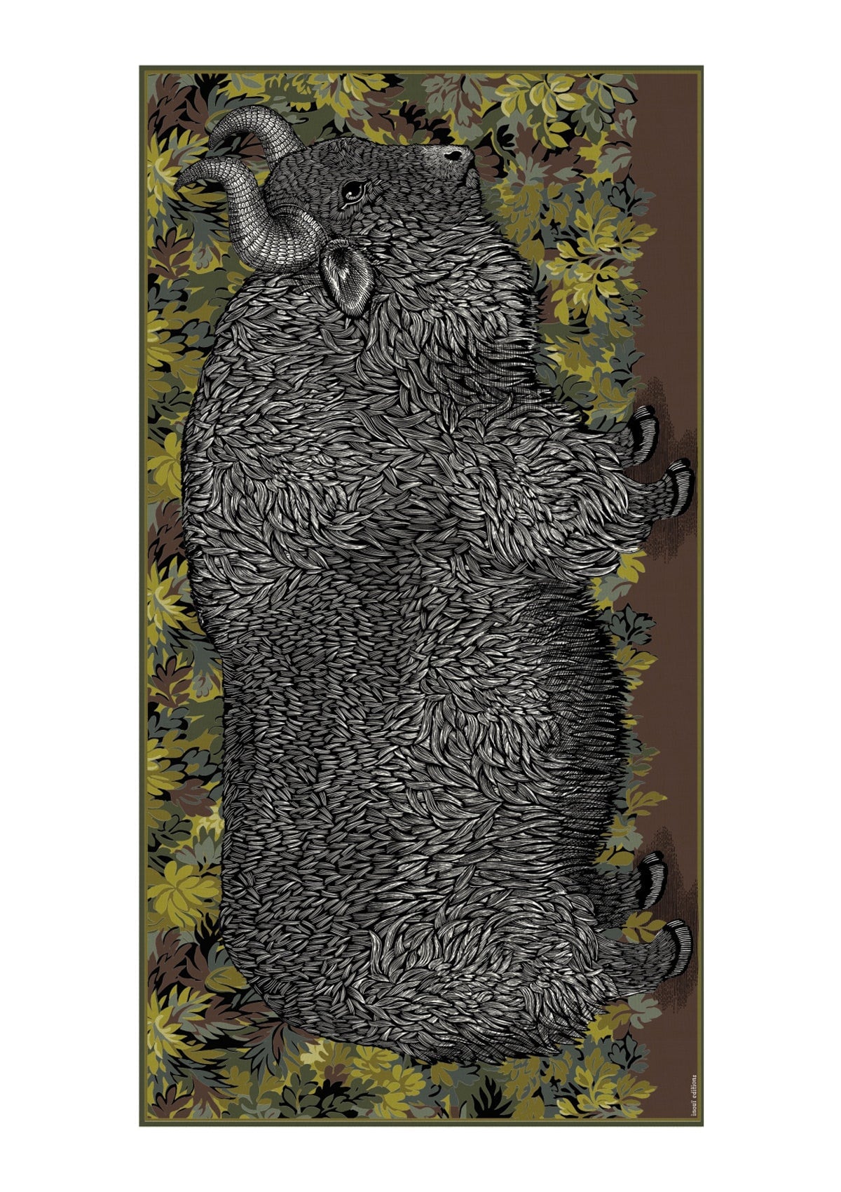 Schal aus Wolle mit Büffelmotiv in Khaki - Walter Damen Accessoires Tücher & Schals Inoui E.