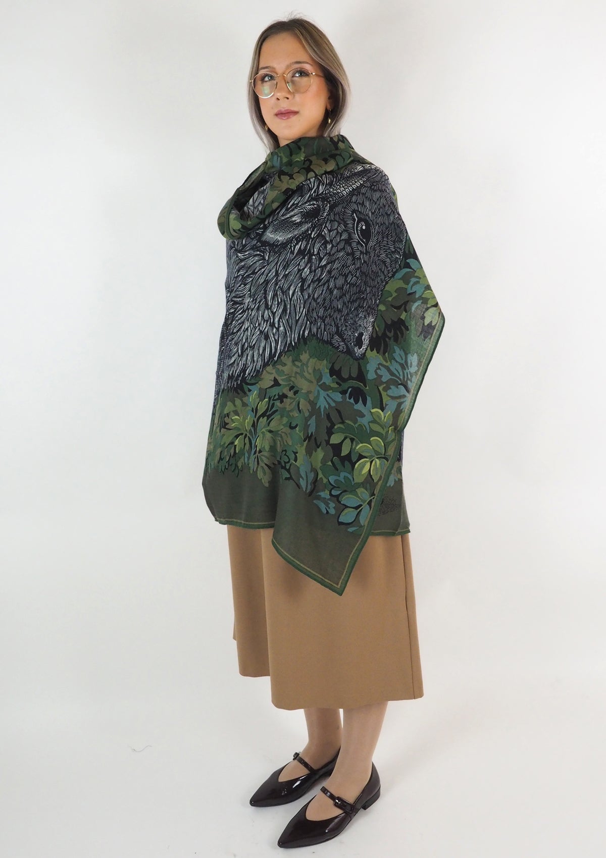 Schal aus Wolle mit Büffelmotiv in Khaki - Walter Damen Accessoires Tücher & Schals Inoui E.