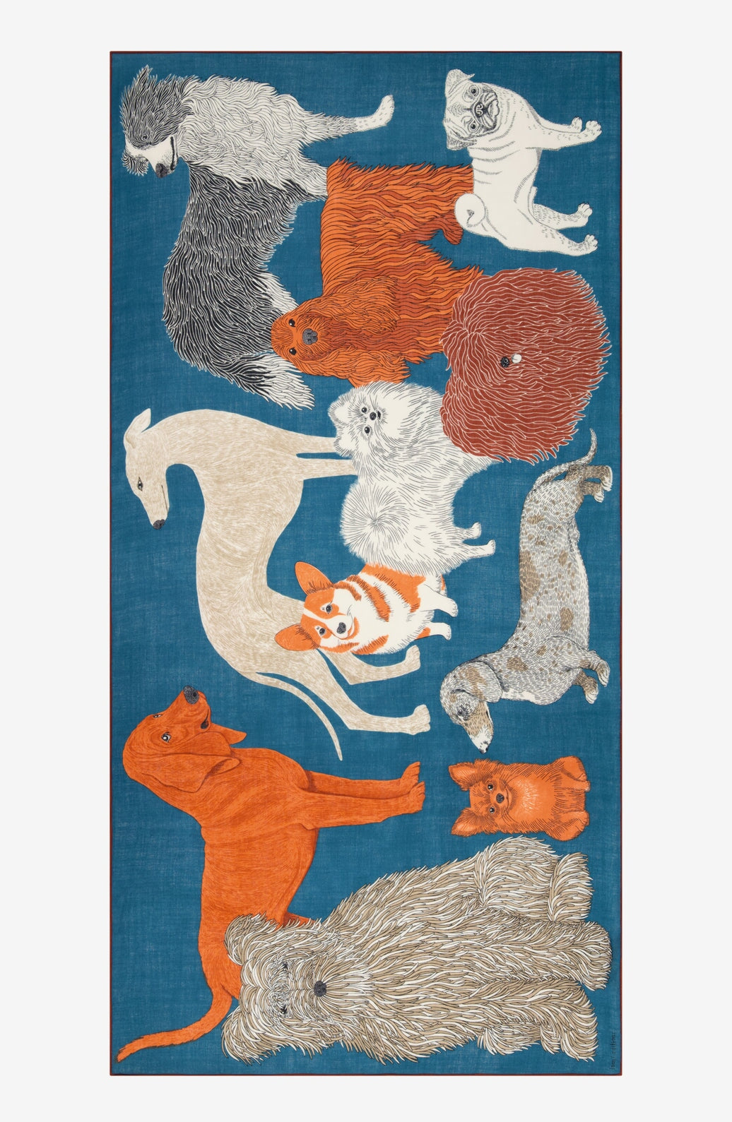 Schal aus Wolle mit Hundemotiv in Dunkelblau - Toutou Damen Accessoires Tücher & Schals Inoui E.