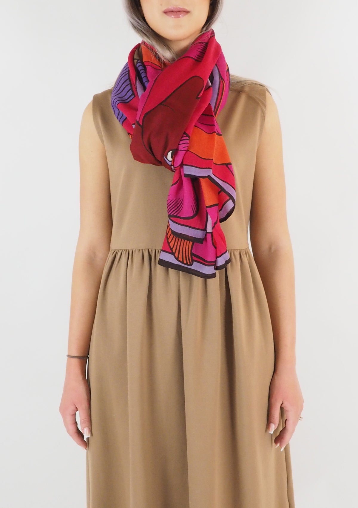 Schal aus Wolle mit Pferdemotiv in Rot - Cavale Damen Accessoires Tücher & Schals Inoui E.