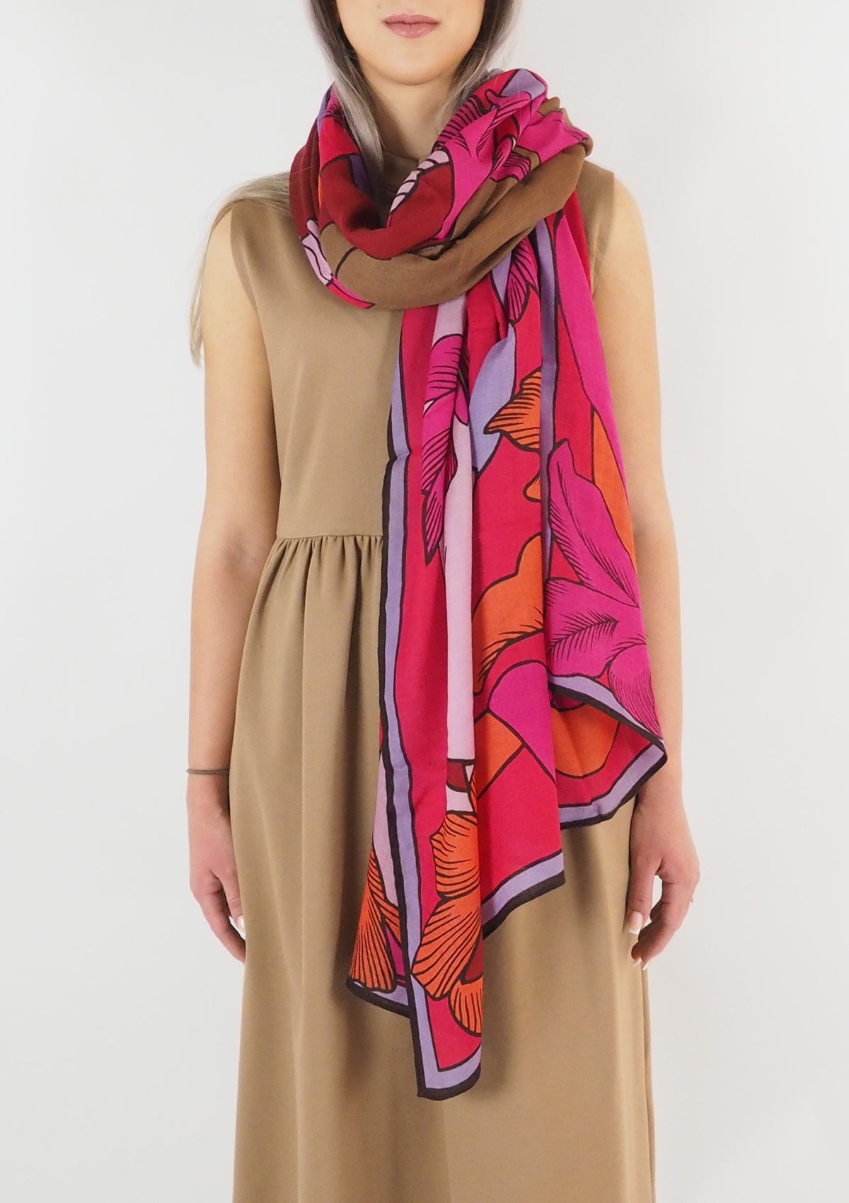 Schal aus Wolle mit Pferdemotiv in Rot - Cavale Damen Accessoires Tücher & Schals Inoui E.