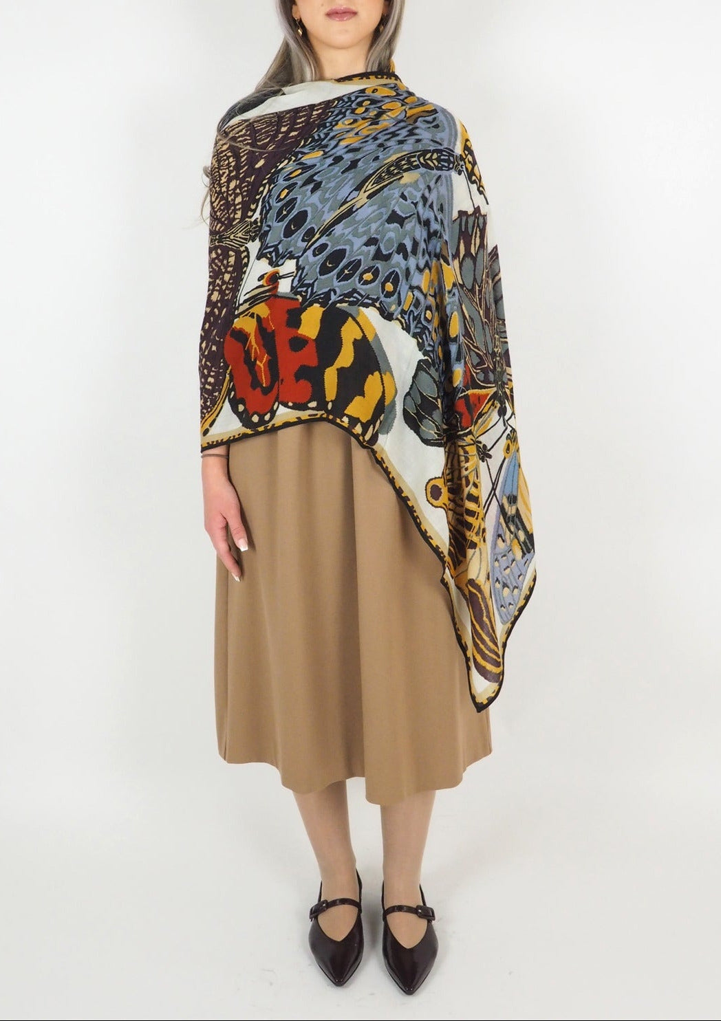 Schal aus Wolle mit Schmetterlingen in Weiß - Papillions Damen Accessoires Tücher & Schals Inoui E.