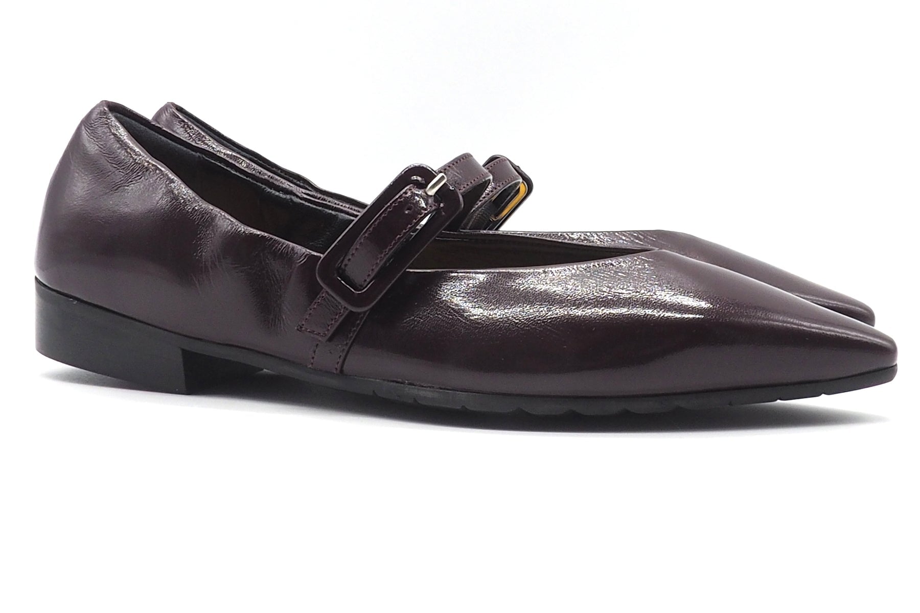 Schlanker Ballerina in Knautschlack mit Ristspange in Burgunder - 2 cm Damen Ballerinas Mara Bini