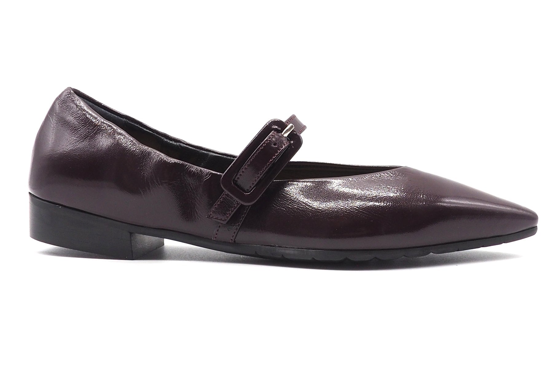Schlanker Ballerina in Knautschlack mit Ristspange in Burgunder - 2 cm Damen Ballerinas Mara Bini