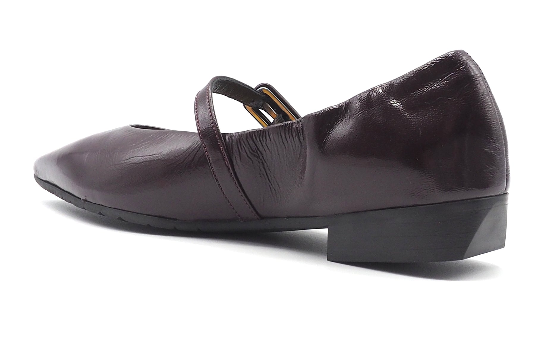 Schlanker Ballerina in Knautschlack mit Ristspange in Burgunder - 2 cm Damen Ballerinas Mara Bini
