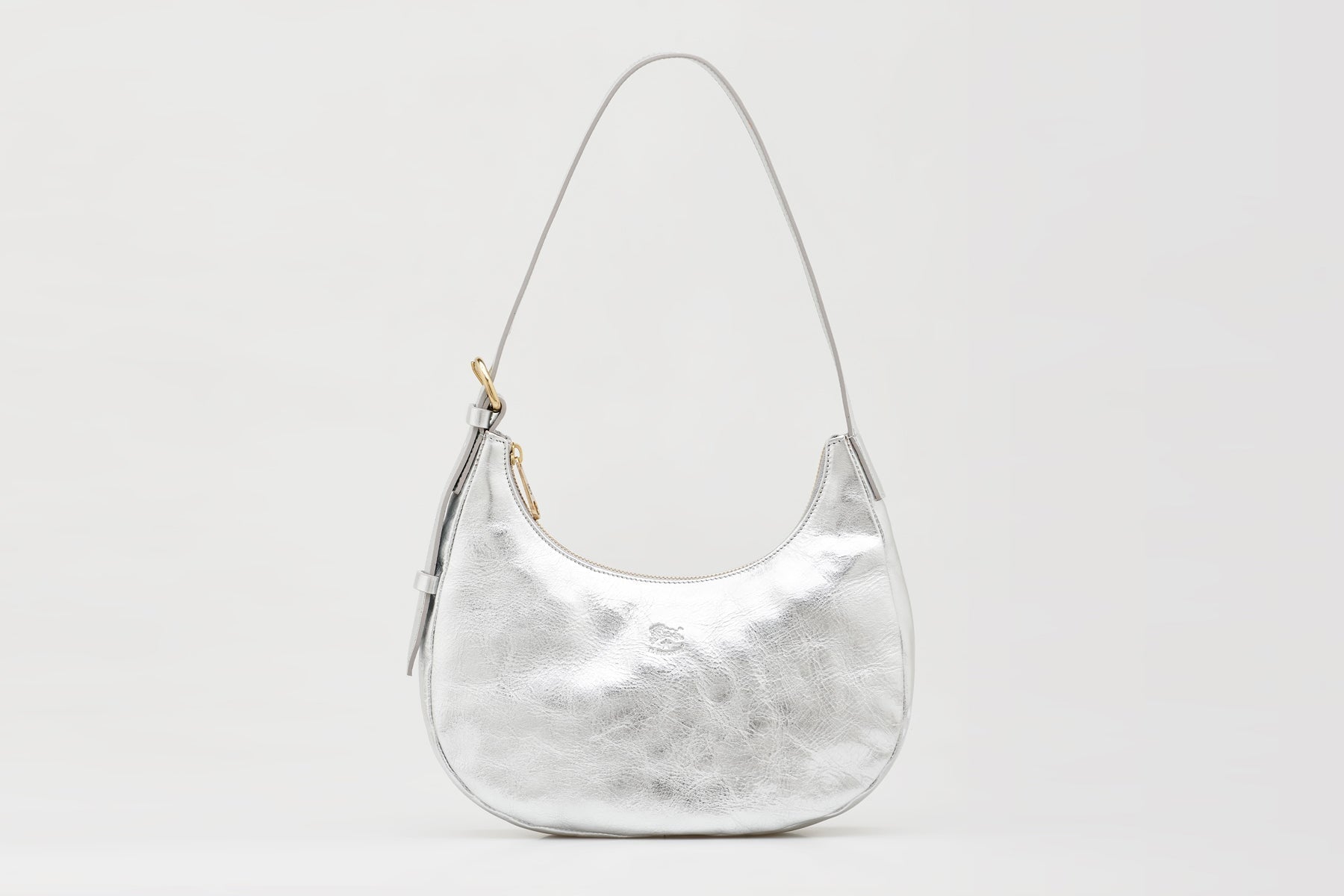 Schultertasche aus Metallicleder in Silber Taschen Crossbody & Schultertaschen Il Bisonte