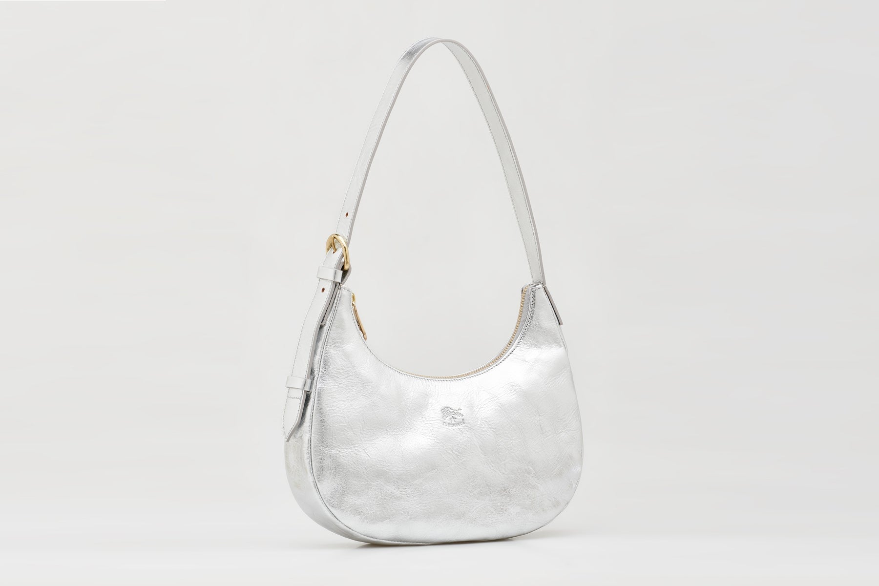 Schultertasche aus Metallicleder in Silber Taschen Crossbody & Schultertaschen Il Bisonte