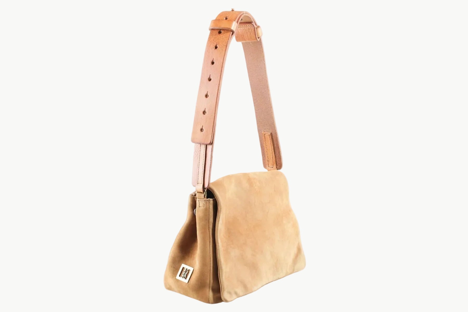 Schultertasche aus Nubukleder in Braun mit Schultterriemen in Vacchettaleder Taschen Crossbody & Schultertasche A.S. 98