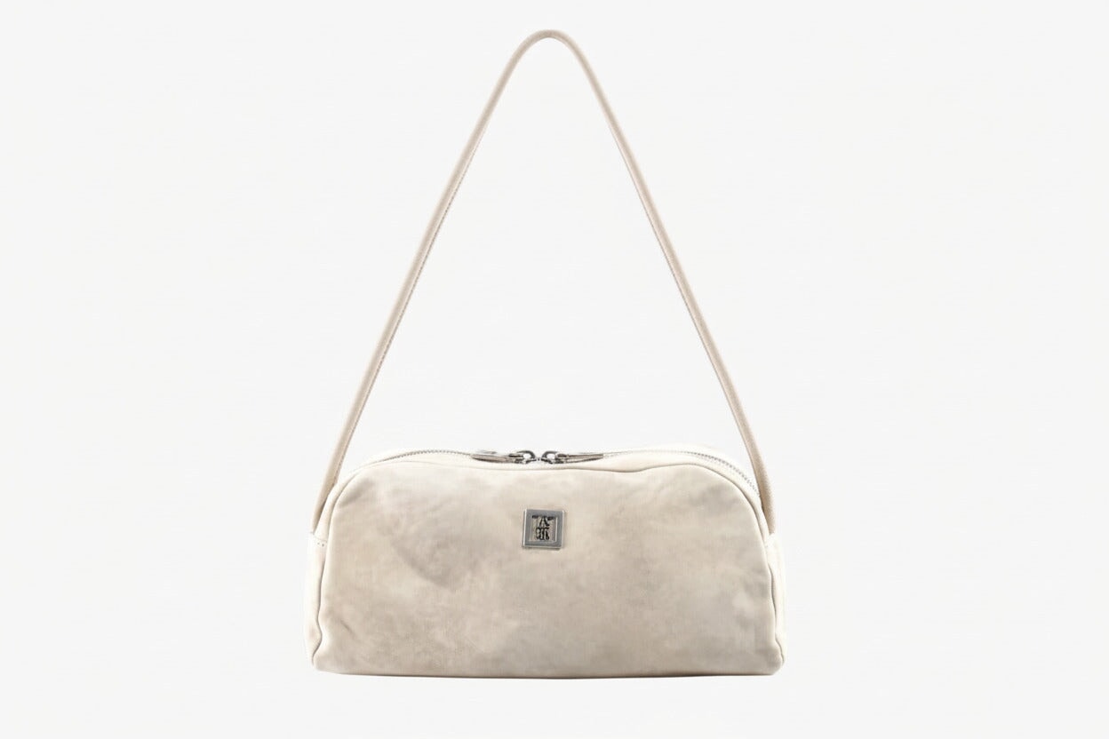 Schultertasche aus Nubukleder in Creme im Bowlingstil Taschen Crossbody & Schultertasche A.S. 98