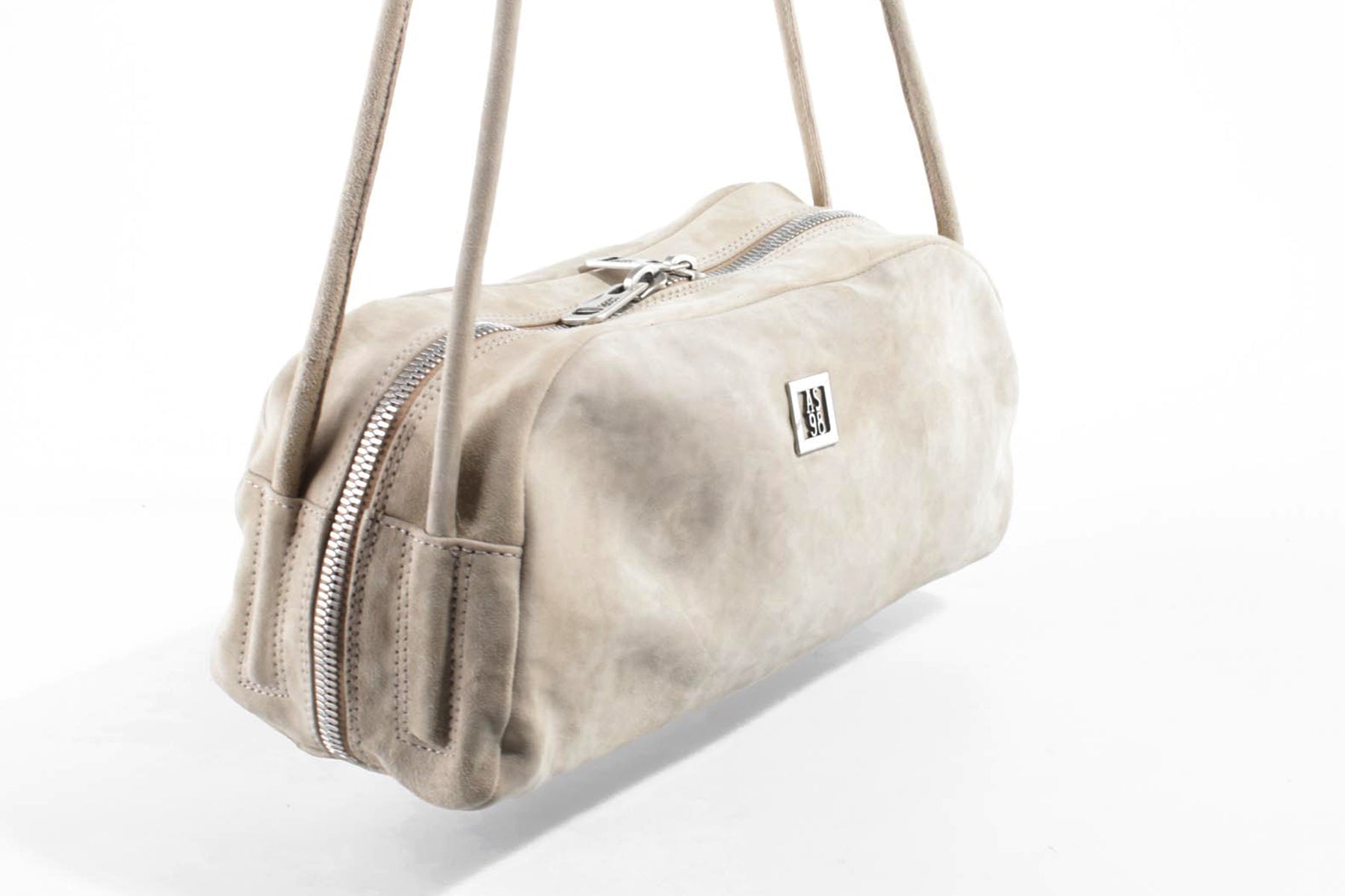 Schultertasche aus Nubukleder in Creme im Bowlingstil Taschen Crossbody & Schultertasche A.S. 98