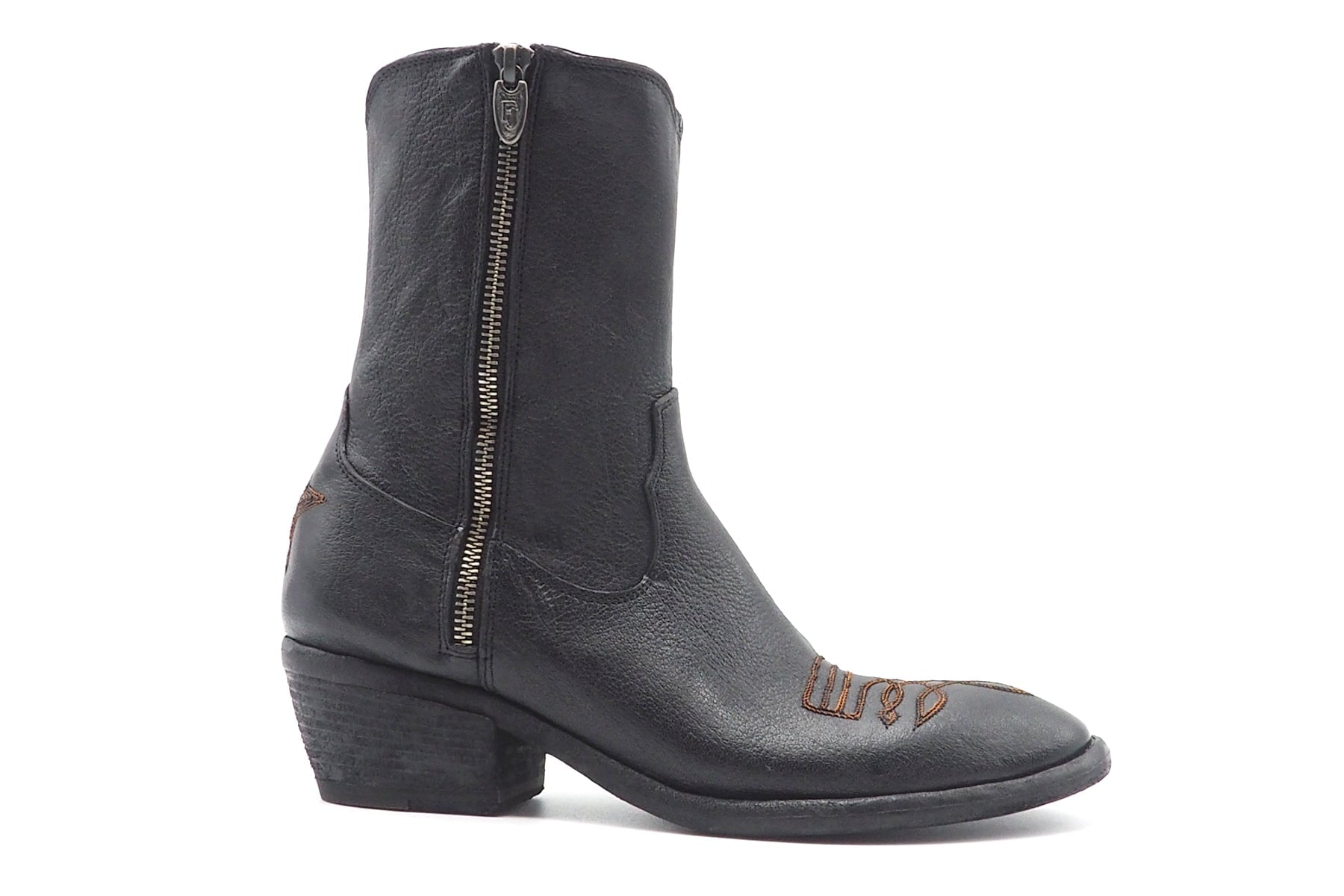 Schwarze Damen Stiefeletten im Westernstil mit Stickelementen in Bronce Damen Stiefeletten Fauzian Jeunesse