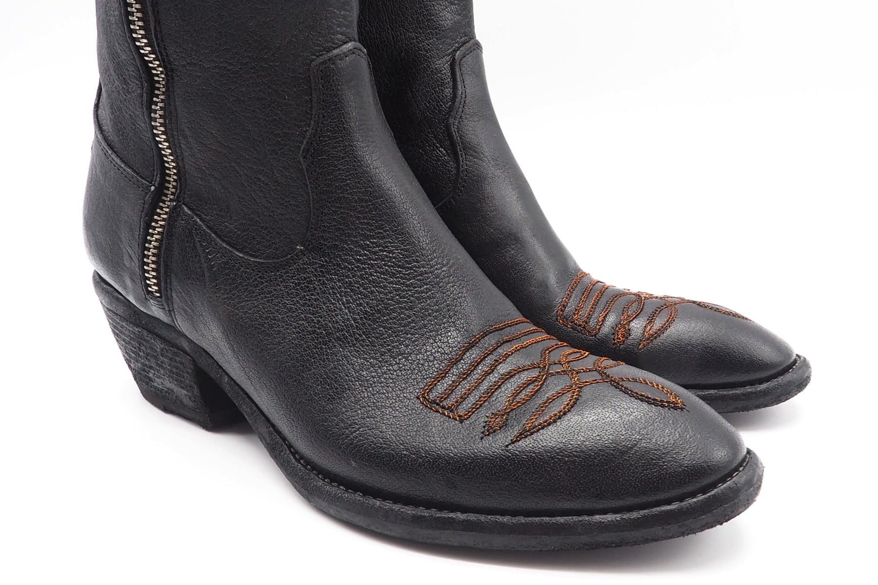 Schwarze Damen Stiefeletten im Westernstil mit Stickelementen in Bronce Damen Stiefeletten Fauzian Jeunesse