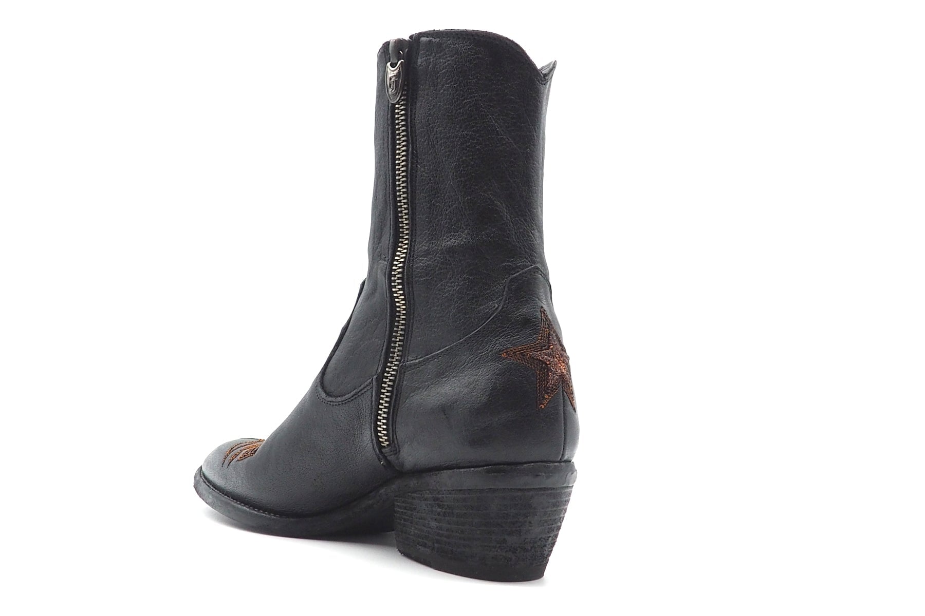Schwarze Damen Stiefeletten im Westernstil mit Stickelementen in Bronce Damen Stiefeletten Fauzian Jeunesse