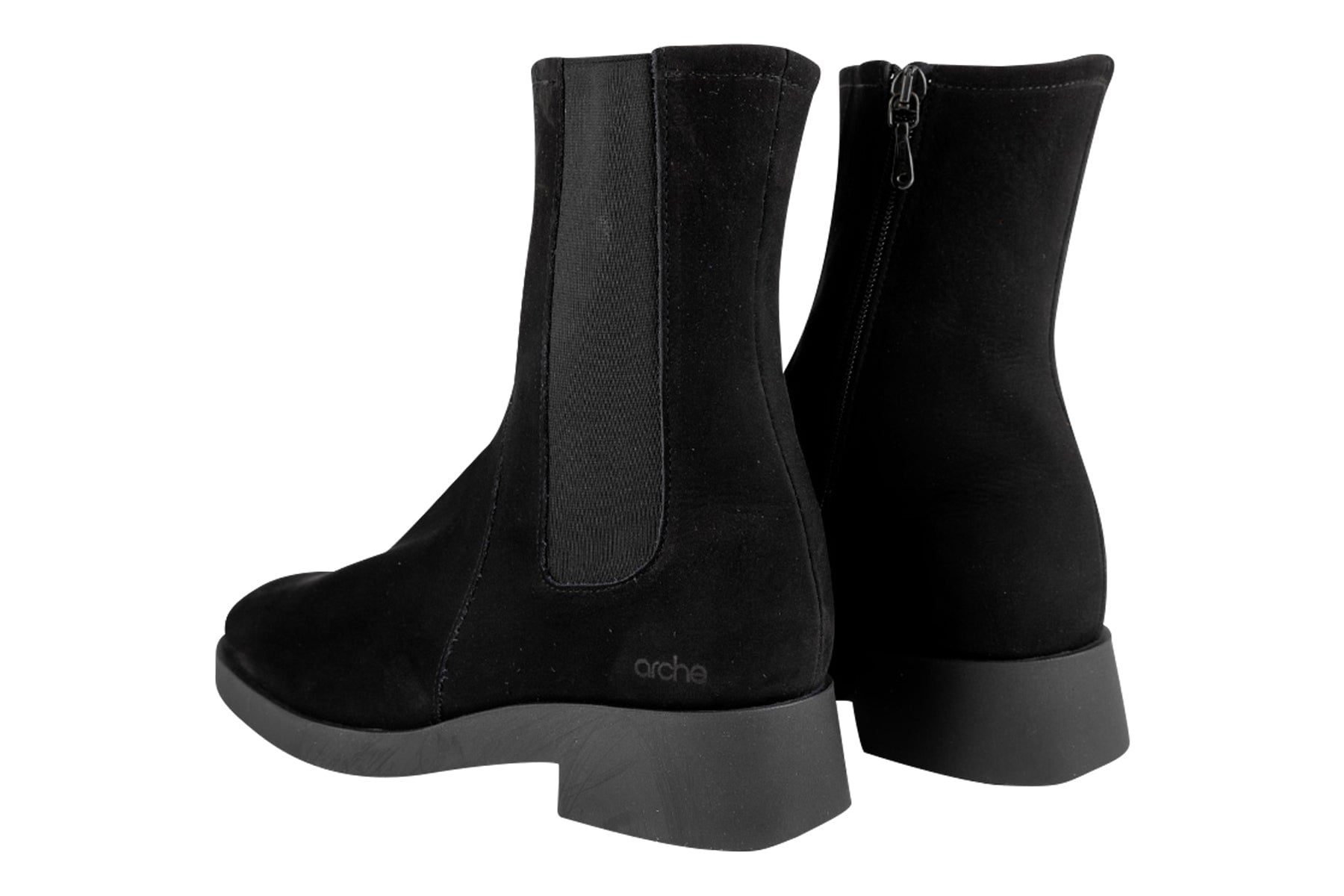 Softe Damen Stiefelette aus Nubukleder in Schwarz & Naturkautschuksohle - Taiway Damen Stiefeletten Arche