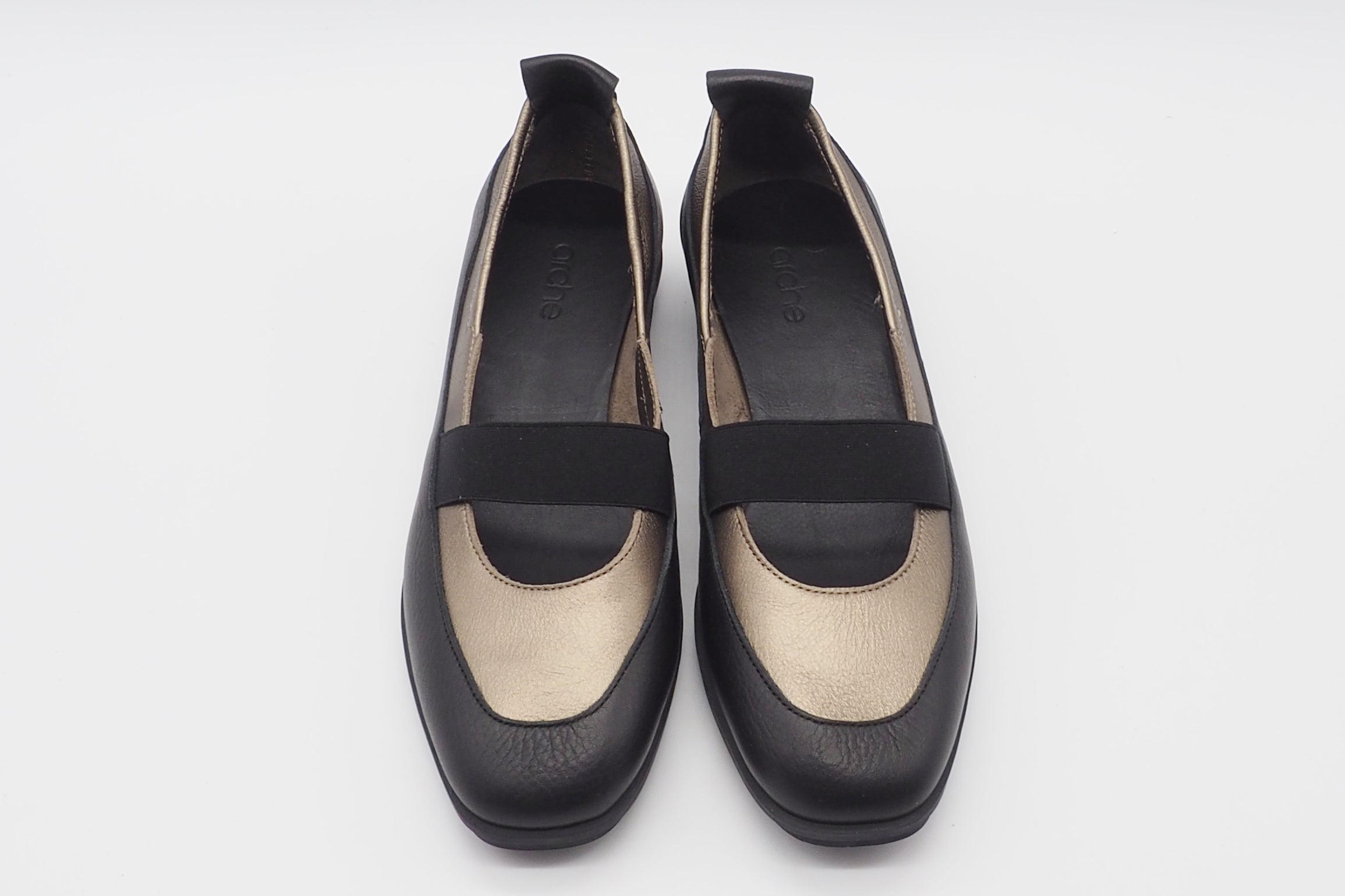 Softer Damen Ballerina aus Leder in Schwarz & Bronce - Dinova Damen Ballerinas Arche