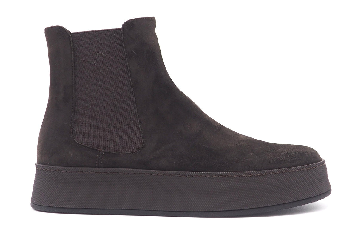 Softer Damen Chelseaboot aus Velours in Braun mit Schalensohle - 2cm Damen Stiefeletten Truman´s