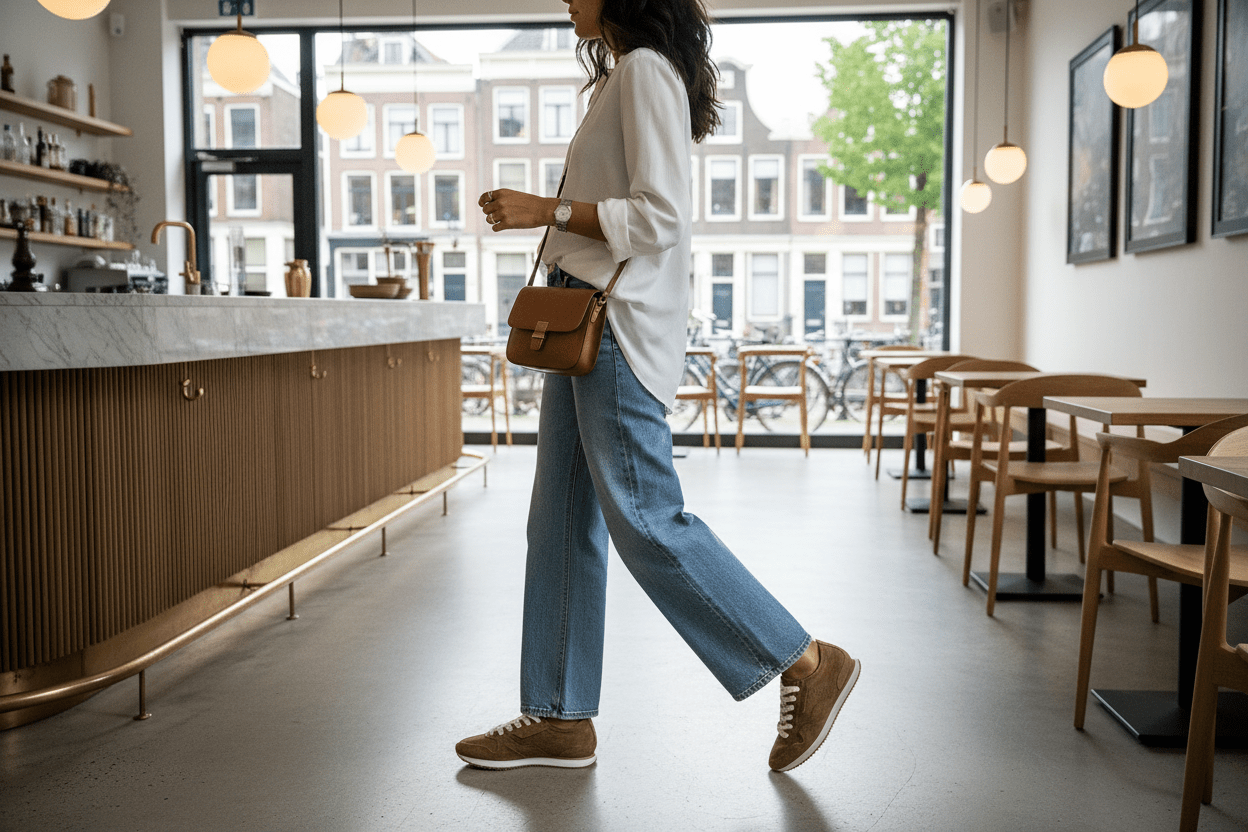 Softer Damen Sneaker aus Veloursleder in Braun mit weicher Sohle Damen Sneaker Kennel & Schmenger