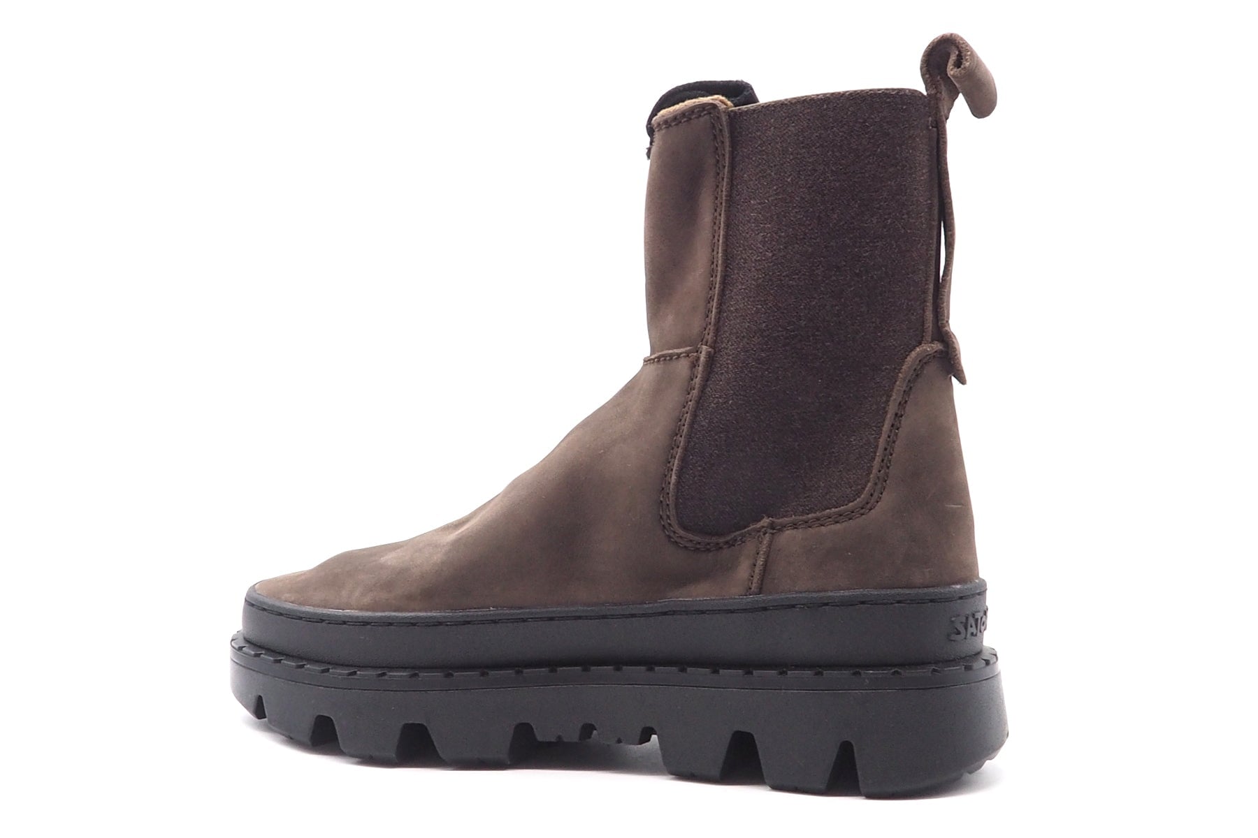 Sportive Damen Booties im Chelseastil aus Nubukleder in Dunkelbraun Damen Boots & Booties Satorisan