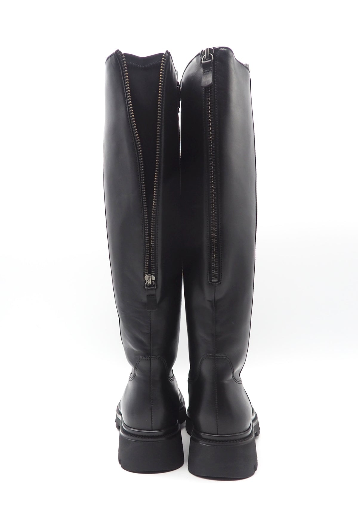 Sportlicher Damenstiefel in Leder Schwarz mit Profilsohle Damen Stiefel Gabor