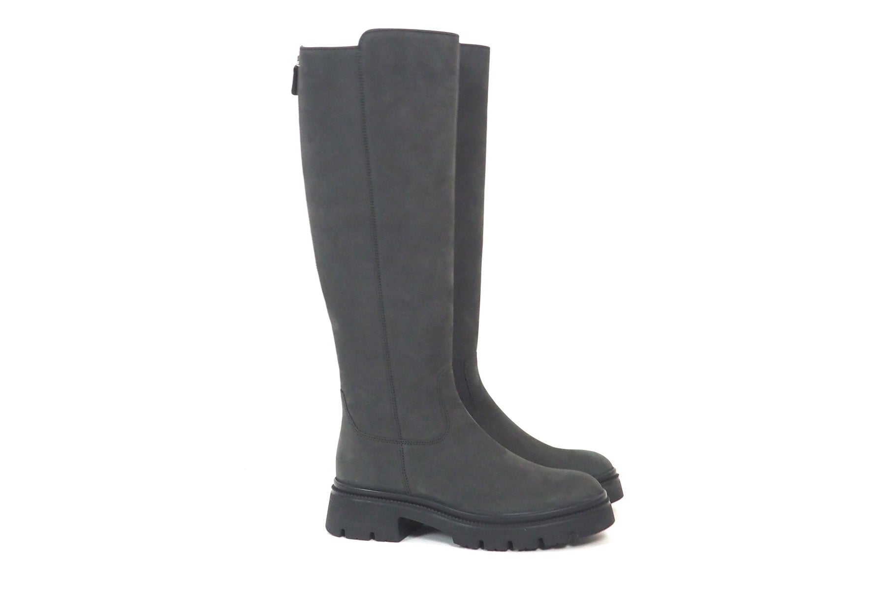 Sportlicher Damenstiefel in Nubukleder in Grau mit Profilsohle Damen Stiefel Gabor