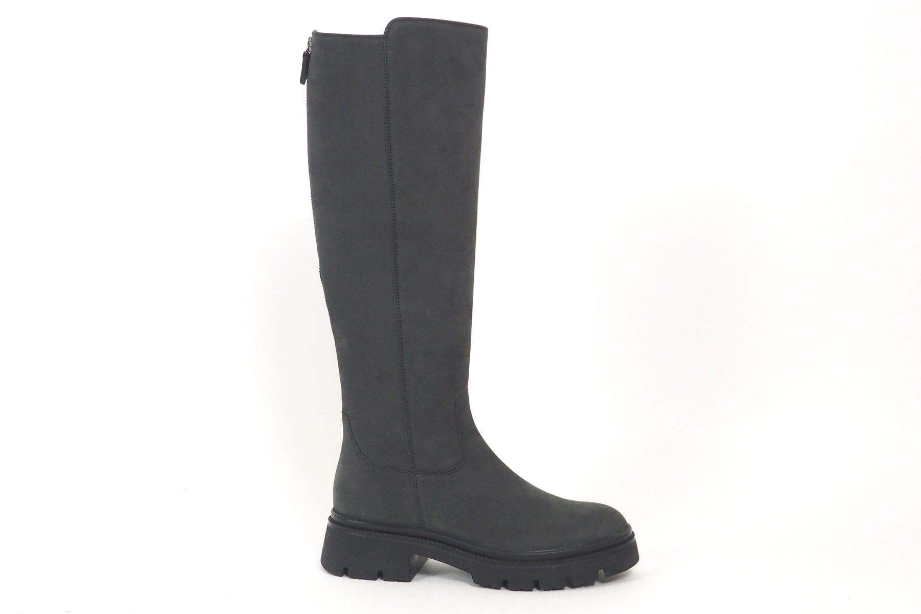 Sportlicher Damenstiefel in Nubukleder in Grau mit Profilsohle Damen Stiefel Gabor
