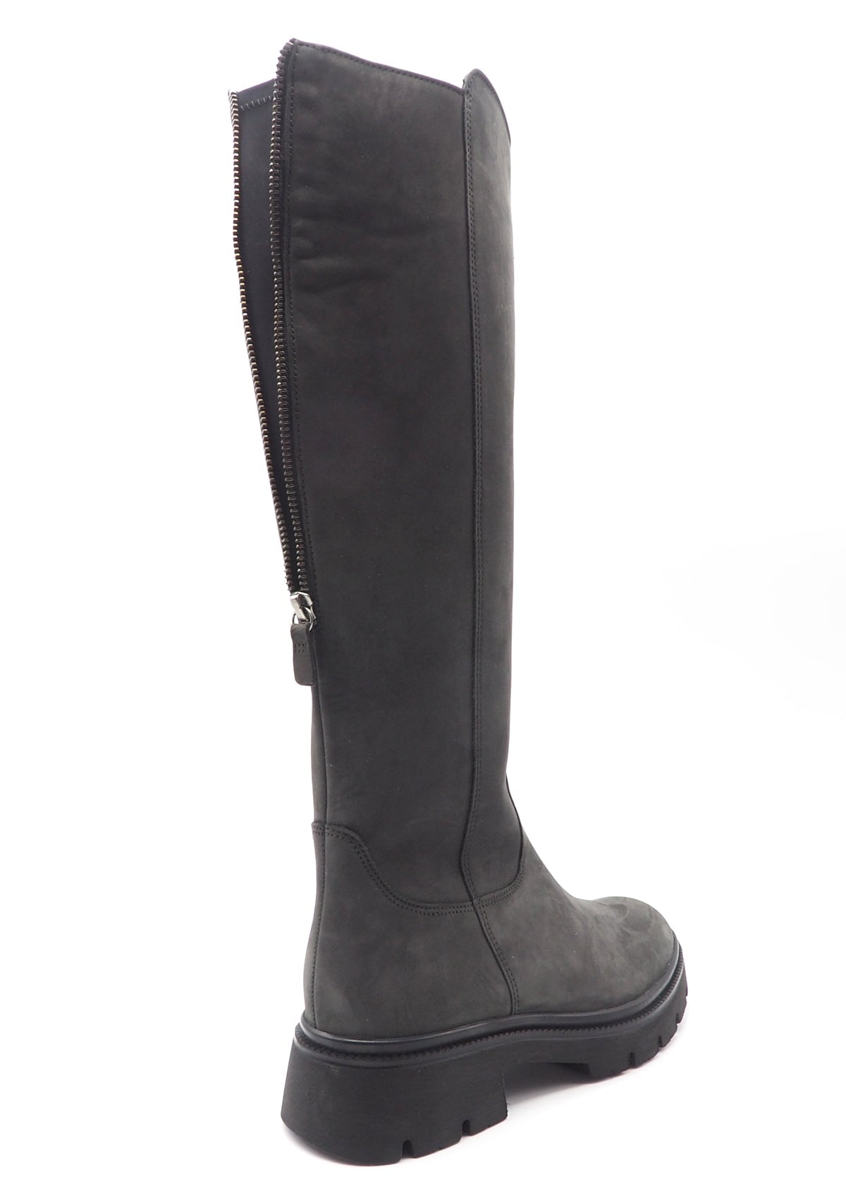 Sportlicher Damenstiefel in Nubukleder in Grau mit Profilsohle Damen Stiefel Gabor