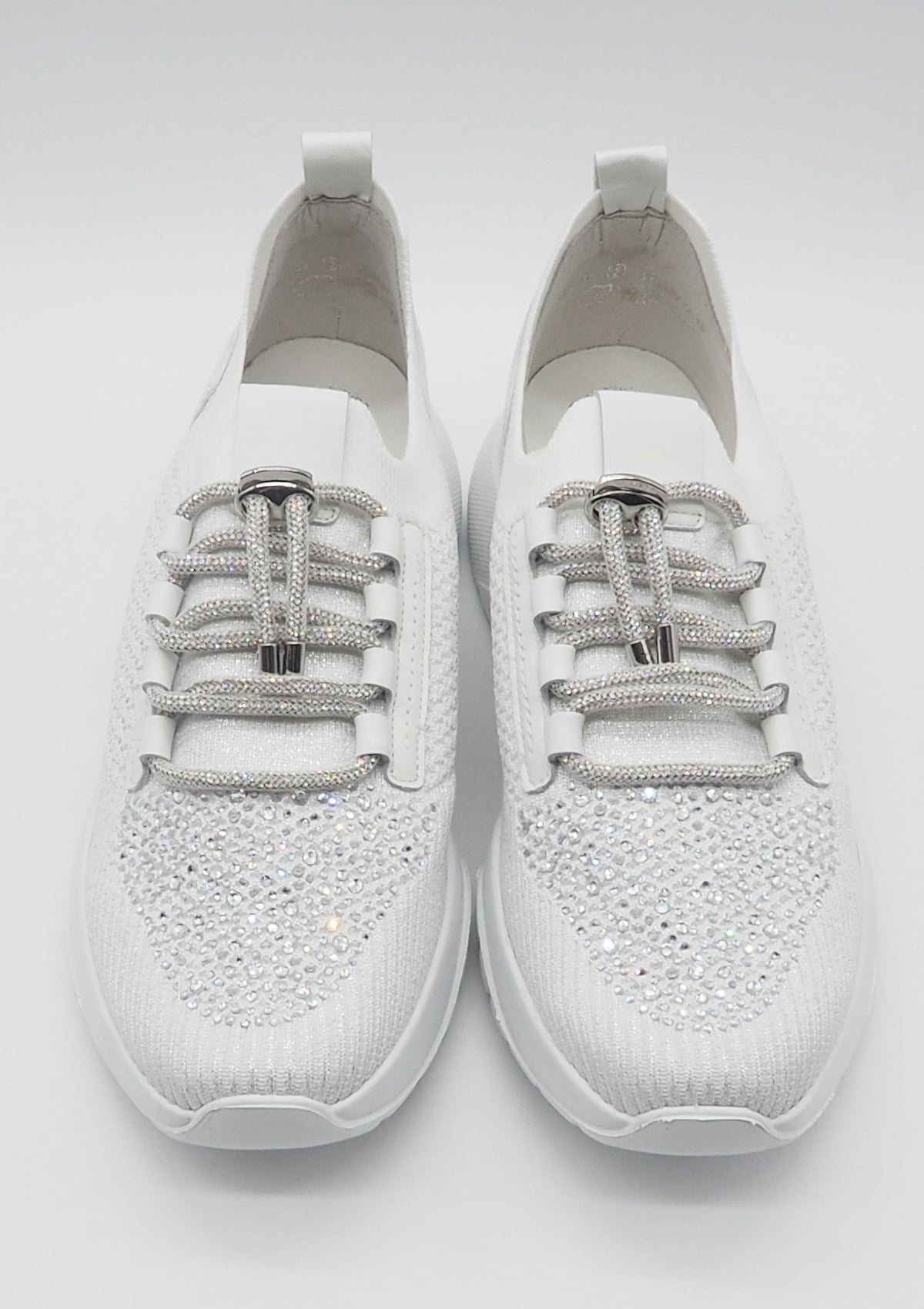 Sportlicher Slip-in Damen Sneaker aus gestricktem Mesh in Weiss mit Glanzsteinen Damen Sneaker Gabor