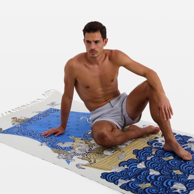 Strandtuch aus Baumwolle in Blau - Noe Accessoires Tücher & Schals Inoui E.