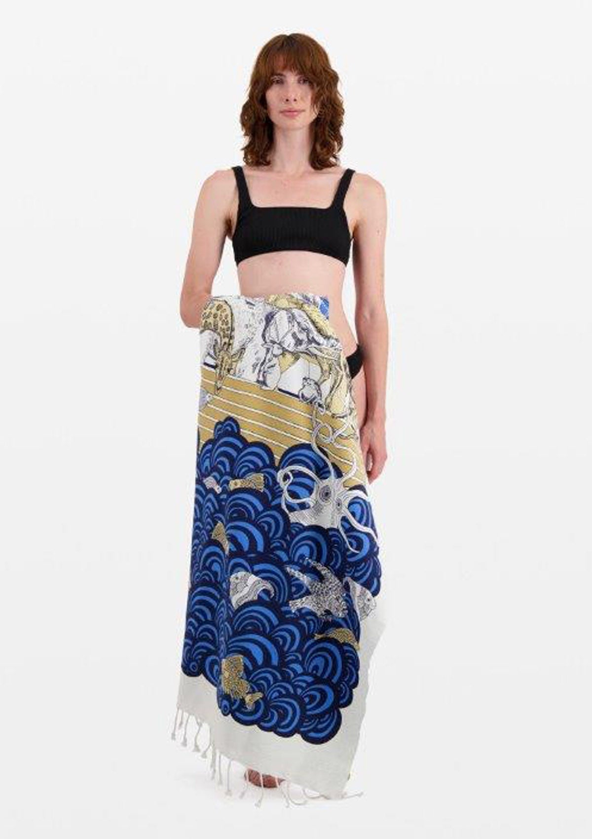 Strandtuch aus Baumwolle in Blau - Noe Accessoires Tücher & Schals Inoui E.