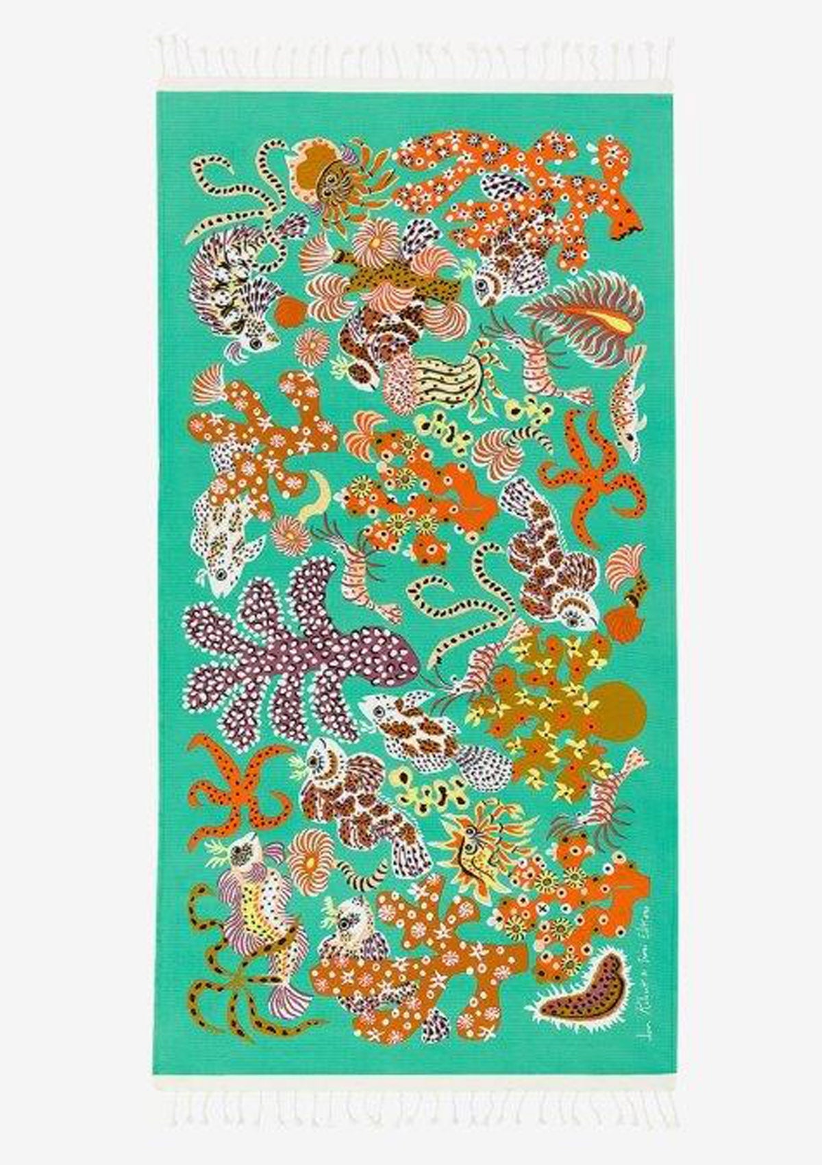 Strandtuch aus Baumwolle in Türkis - Jardin de Sirenes Accessoires Tücher & Schals Inoui E.