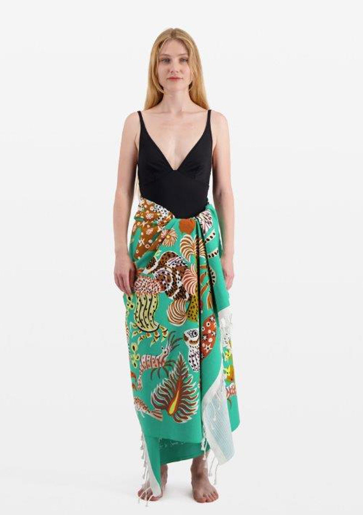 Strandtuch aus Baumwolle in Türkis - Jardin de Sirenes Accessoires Tücher & Schals Inoui E.