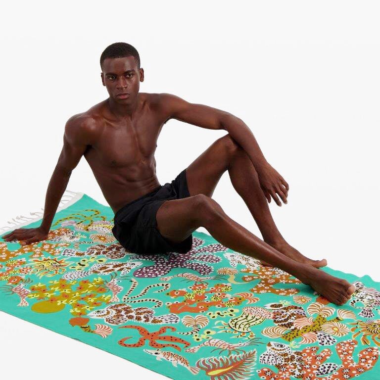 Strandtuch aus Baumwolle in Türkis - Jardin de Sirenes Accessoires Tücher & Schals Inoui E.