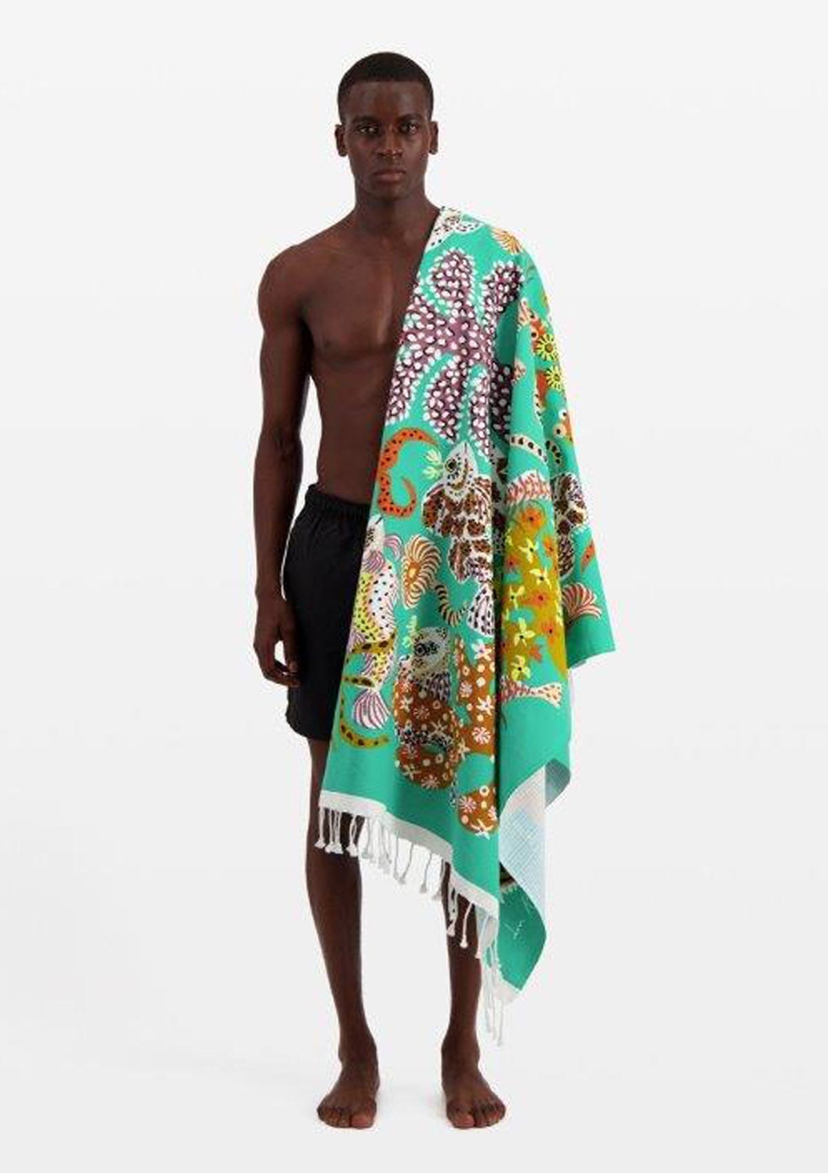 Strandtuch aus Baumwolle in Türkis - Jardin de Sirenes Accessoires Tücher & Schals Inoui E.