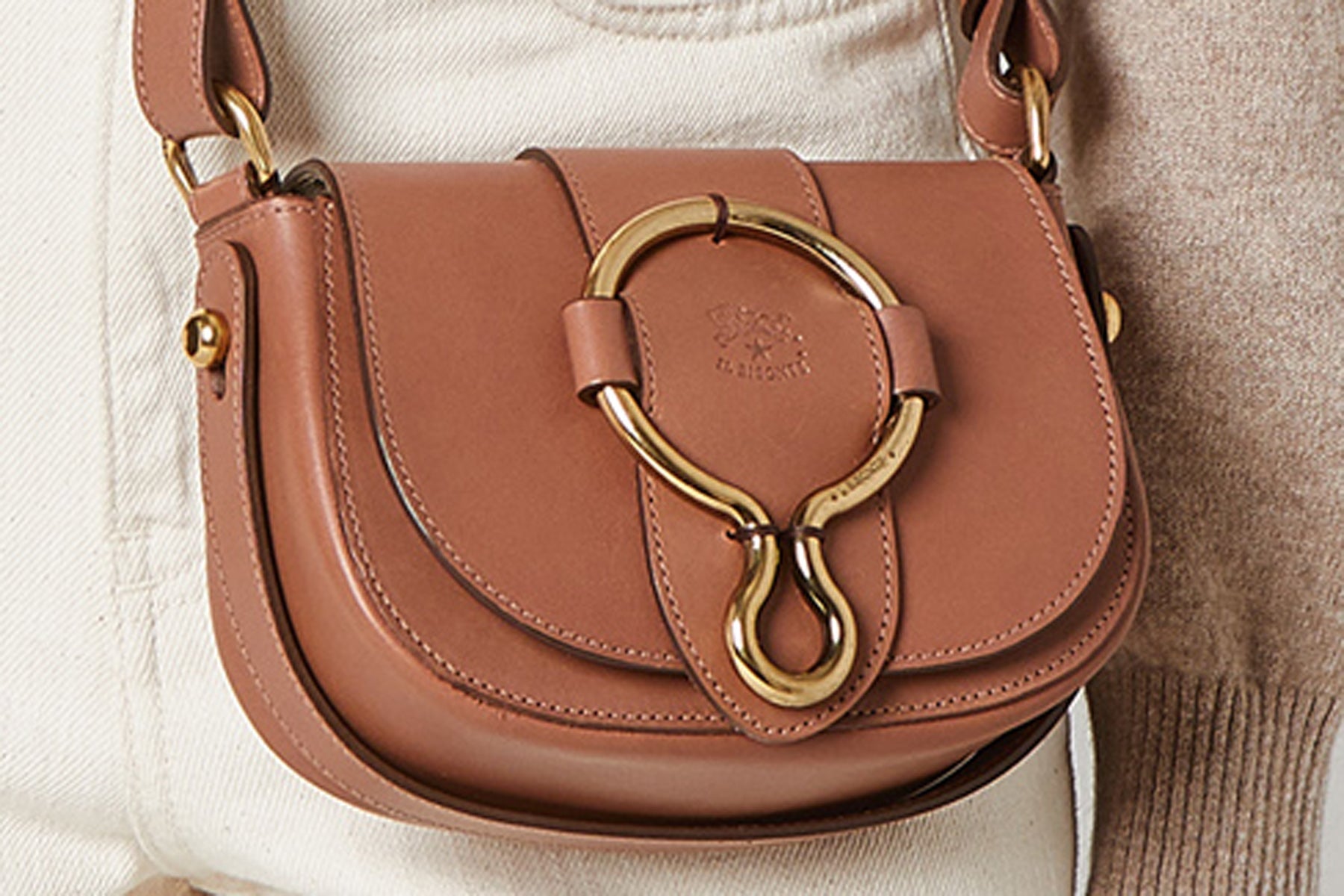 Stylische Crossbody-Bag aus Leder in Caramel - Loop Taschen Crossbody & Schultertaschen Il Bisonte