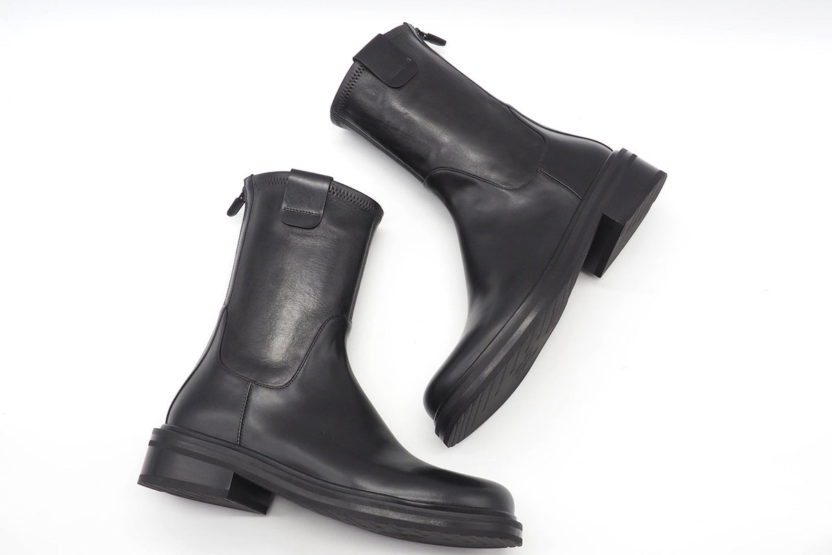 Stylischer Damen Kurzstiefel aus Lederstretch in Schwarz - Karreeform Damen Stiefeletten Truman´s