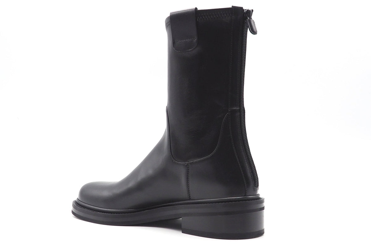 Stylischer Damen Kurzstiefel aus Lederstretch in Schwarz - Karreeform Damen Stiefeletten Truman´s